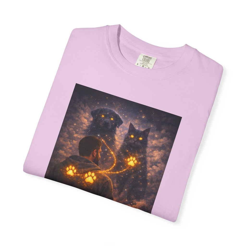 Glowing Paw Cats T-Shirt — Mystical Night Cats with Illuminated Pawprint Design
