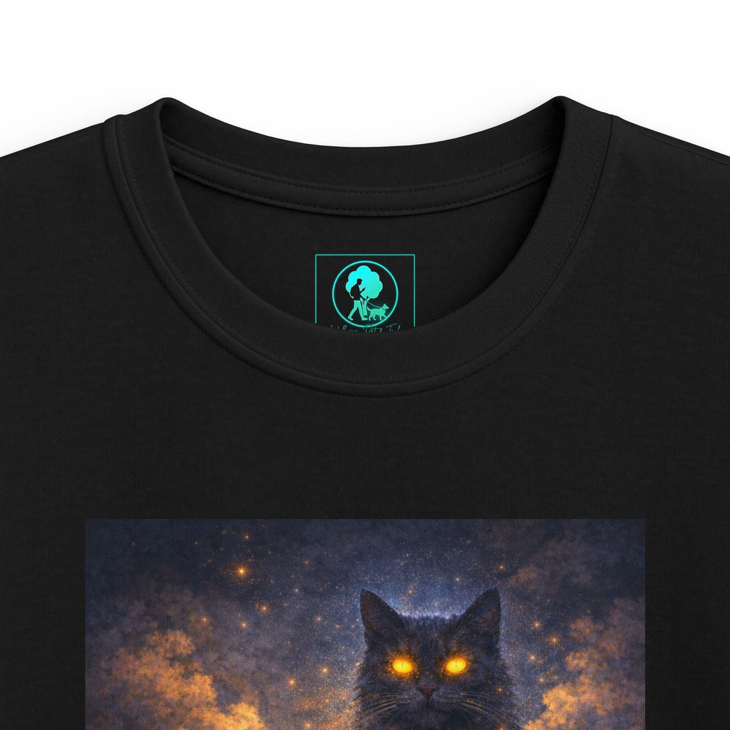 Kids T‑Shirt — Magical Night Cat with Glowing Firefly Heart