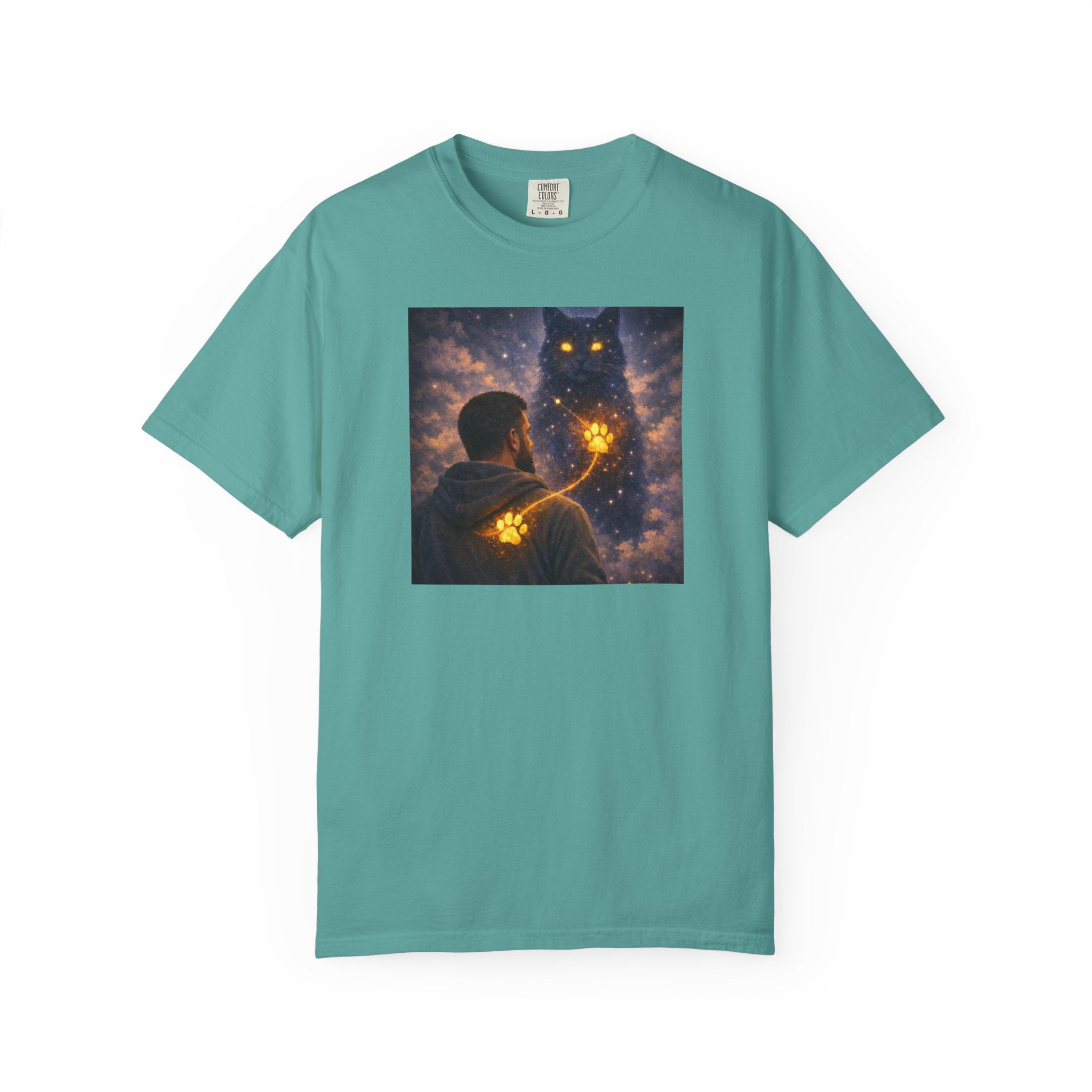 Magic Cat Constellation T-Shirt — Whimsical Night Sky Design