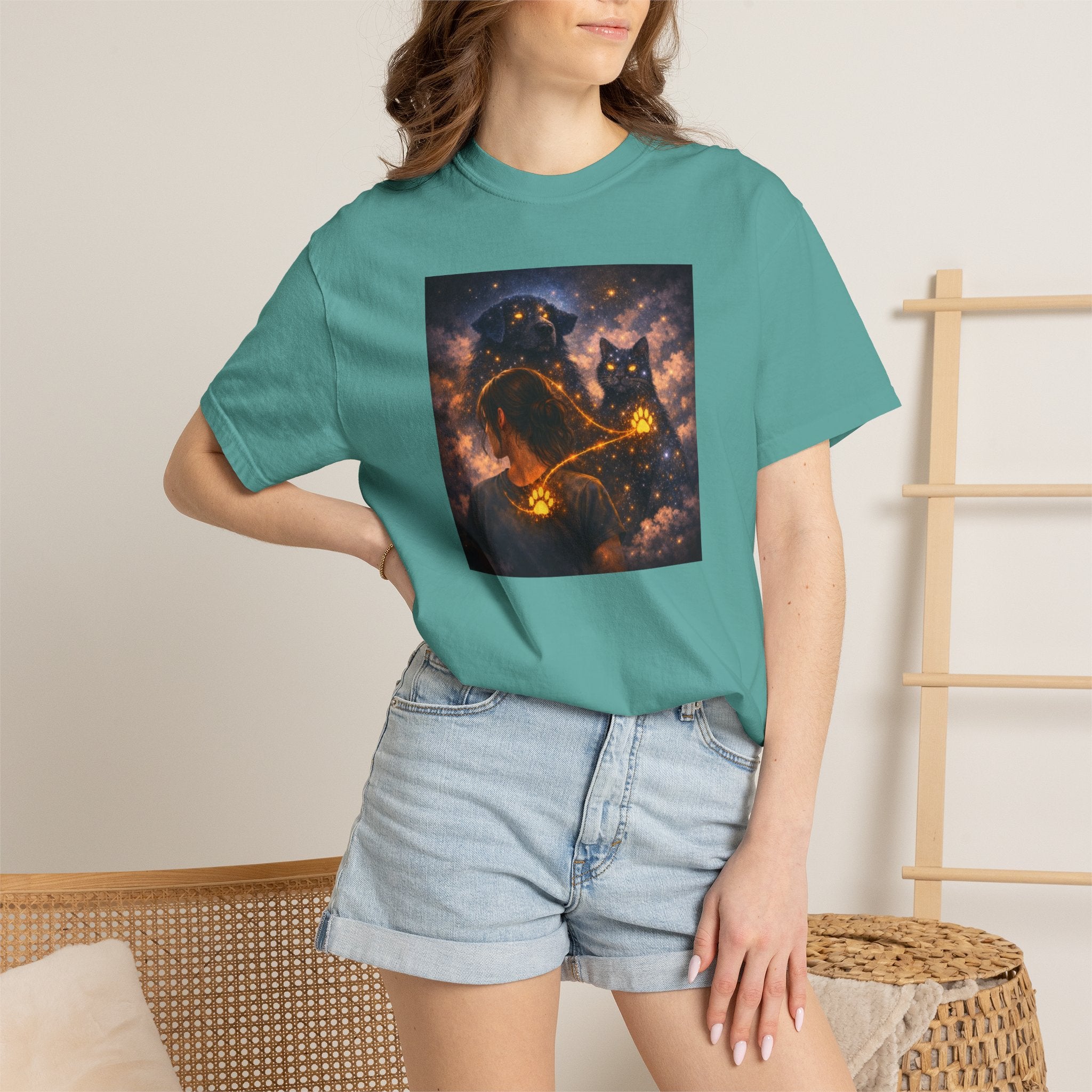 Galaxy Cats T-Shirt — Glowing Cosmic Cat Duo Graphic Tee