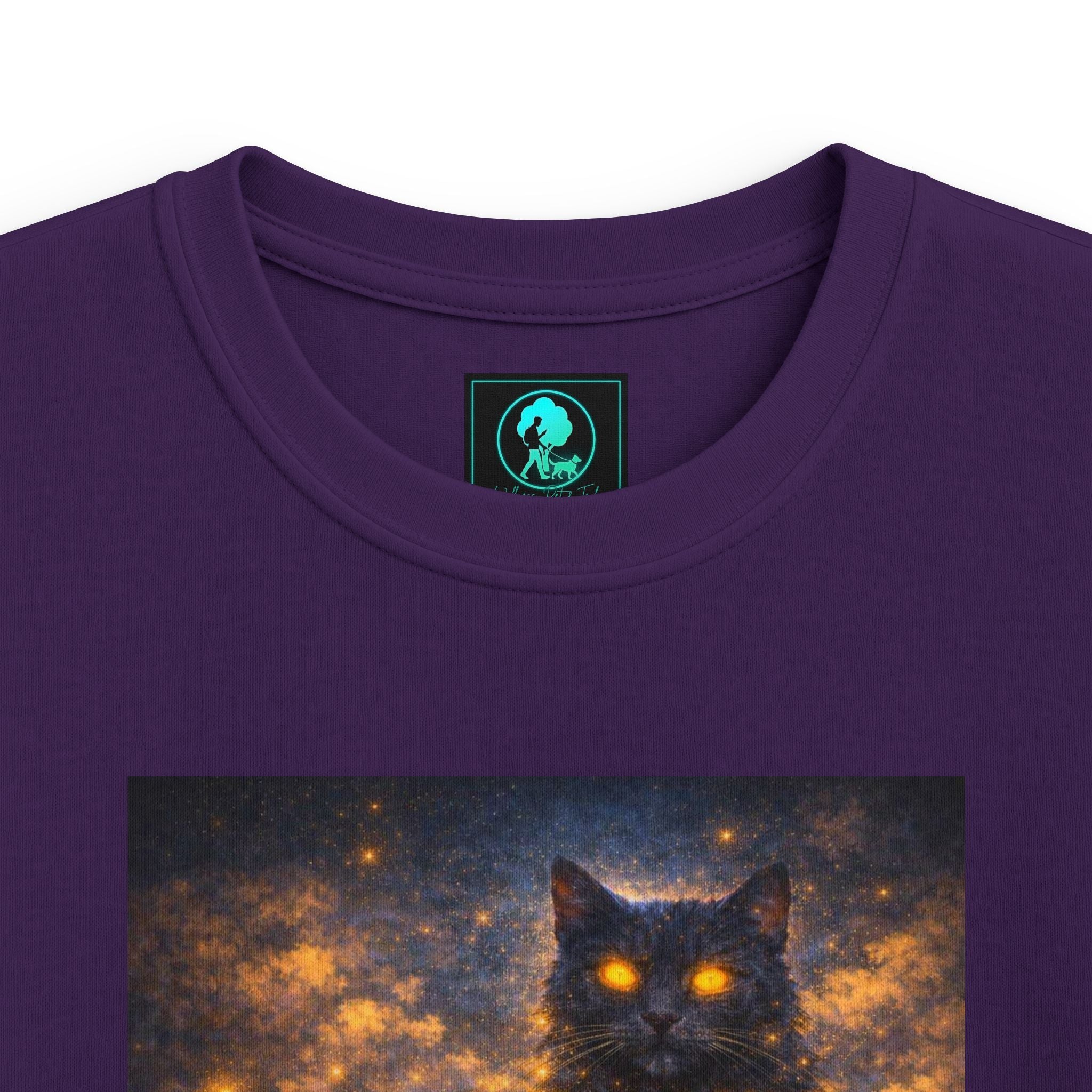 Kids T-Shirt – Magical Cat Nightlight Design (Girl with Firefly Heart)