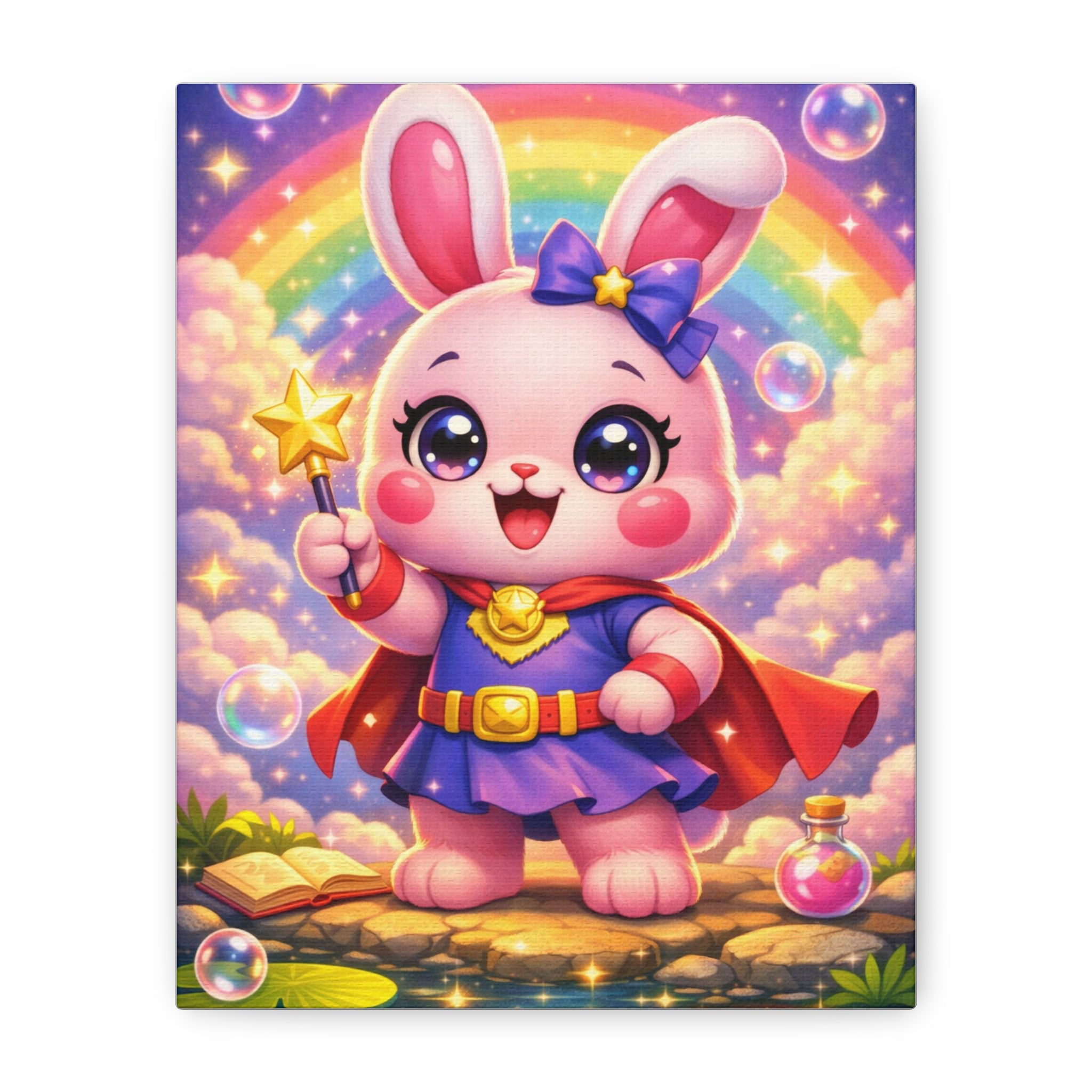 🐰 NanoBuddy Bunny™ Kids Wall Art — Pastel Bubble Bunny Print (8×10)
