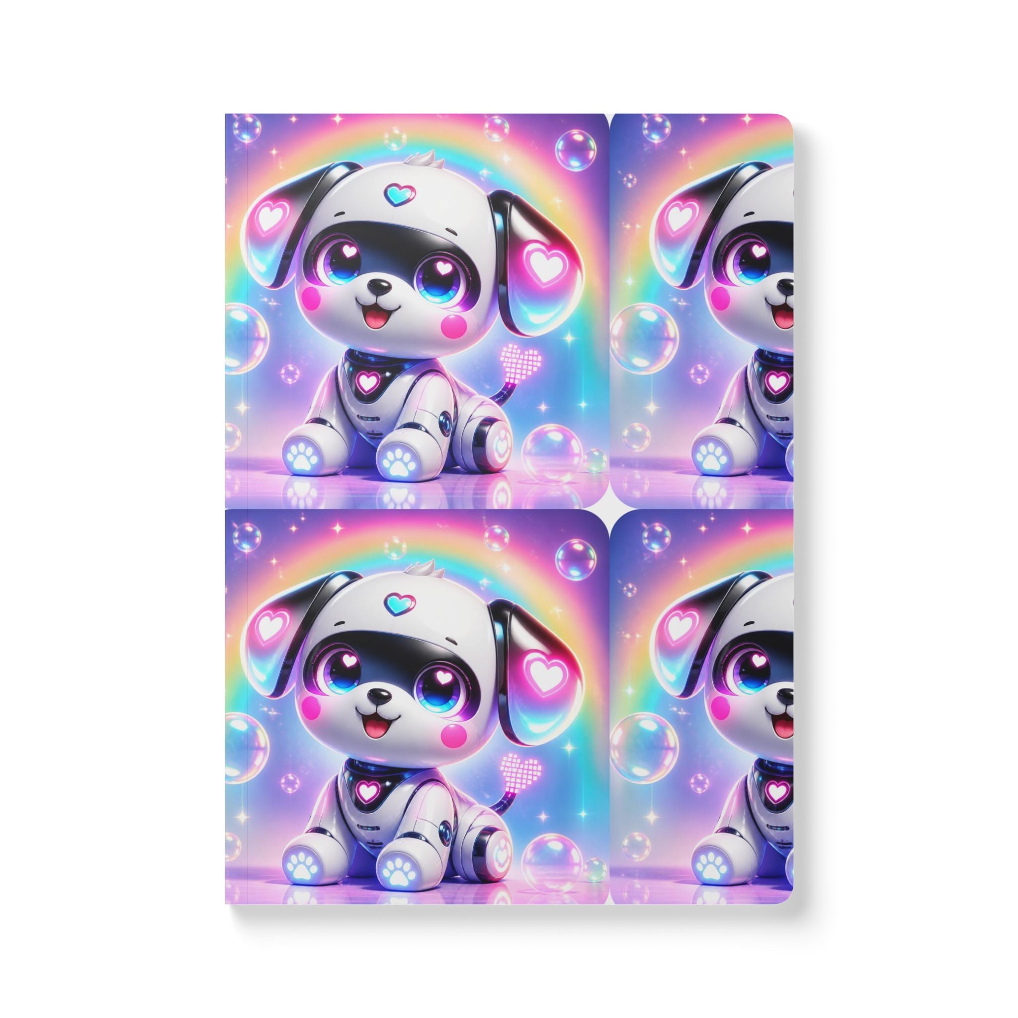 🤖 NanoBuddy Robot Pup™ Kids Mini Notebook — Futuristic Bubble Pup (PreK–2nd)
