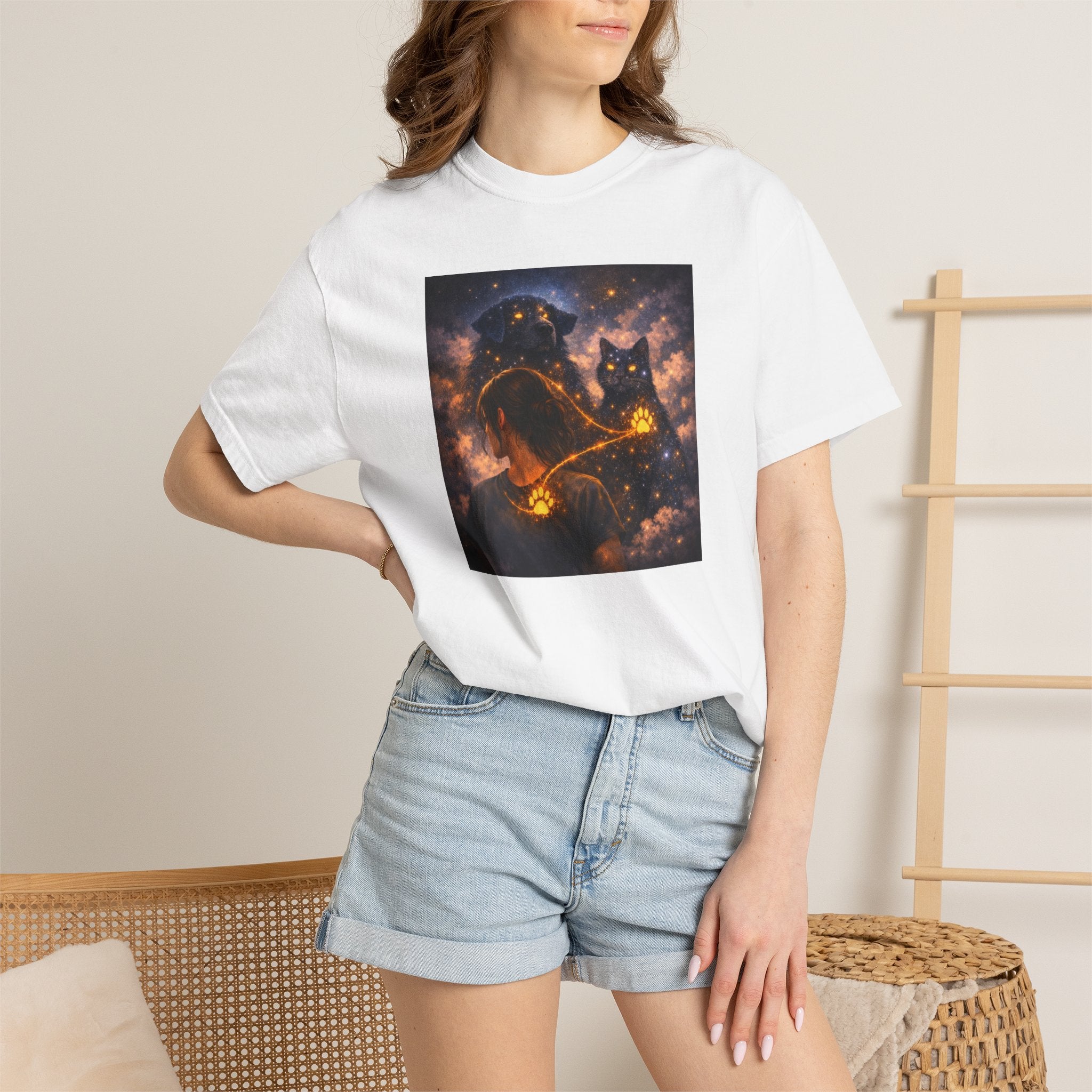 Galaxy Cats T-Shirt — Glowing Cosmic Cat Duo Graphic Tee