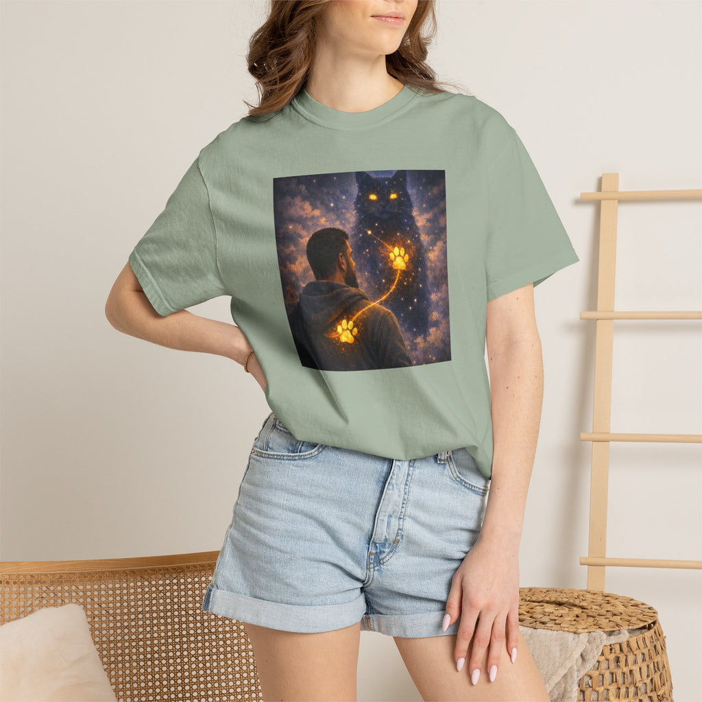 Magic Cat Constellation T-Shirt — Whimsical Night Sky Design