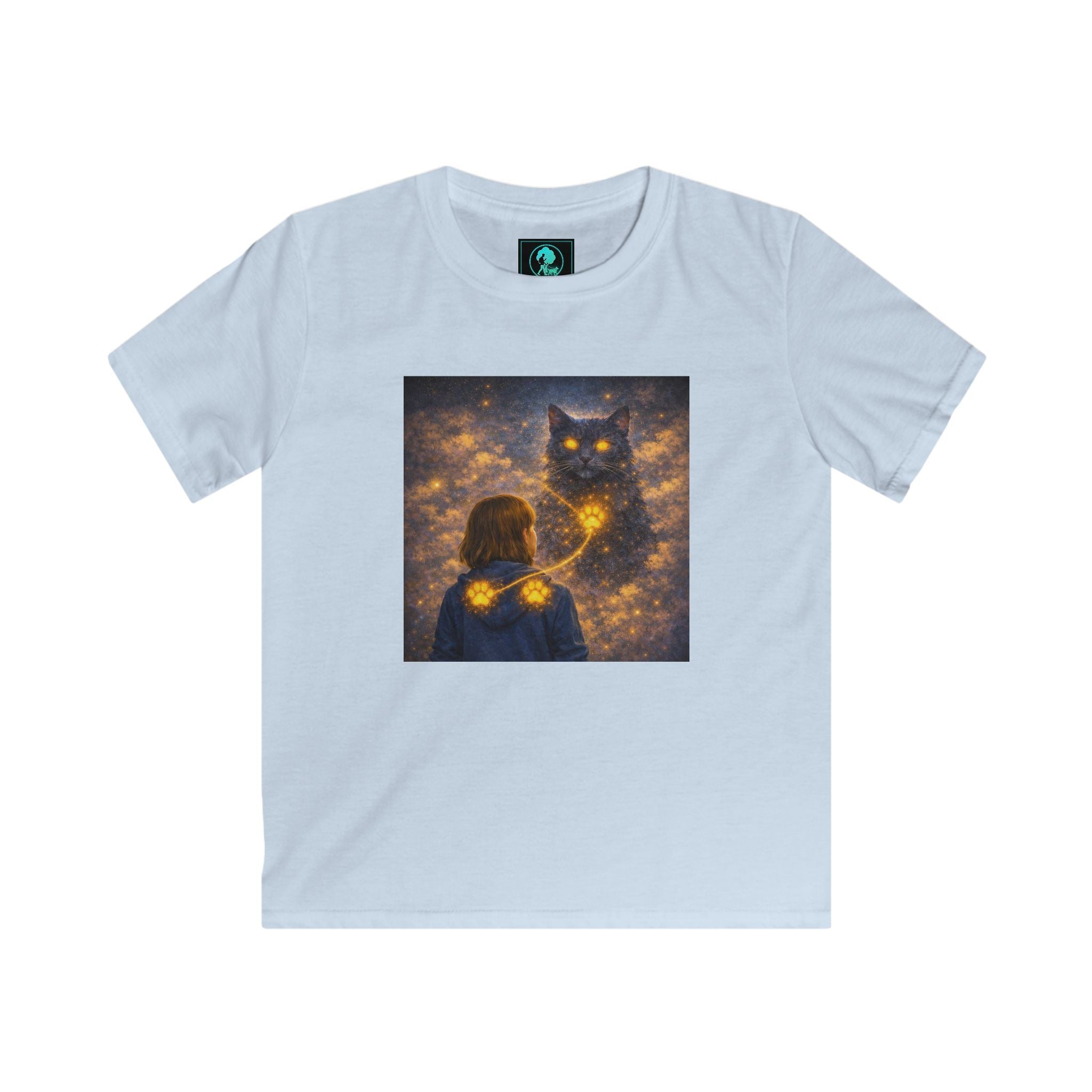 Kids T-Shirt – Magical Cat Nightlight Design (Girl with Firefly Heart)