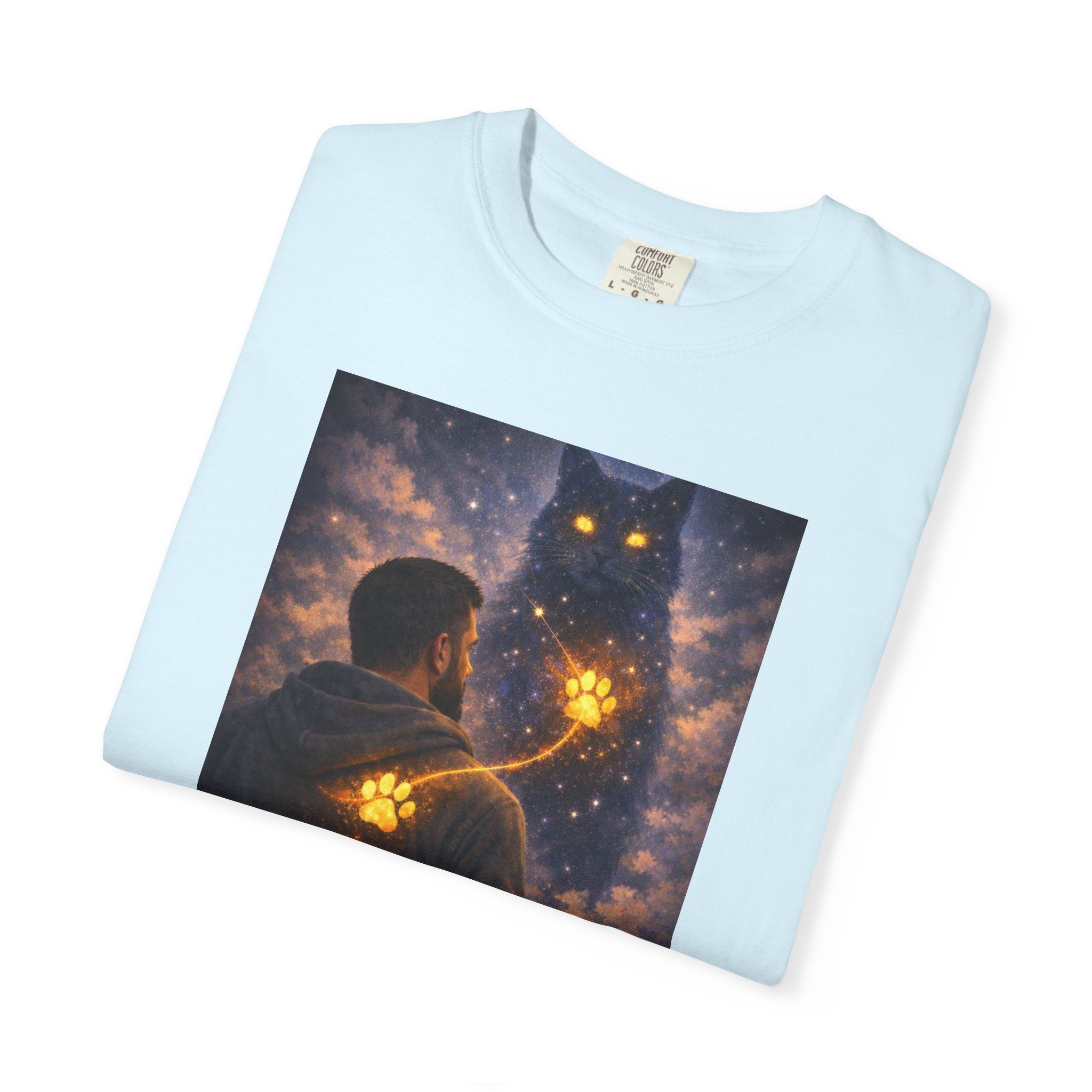 Magic Cat Constellation T-Shirt — Whimsical Night Sky Design