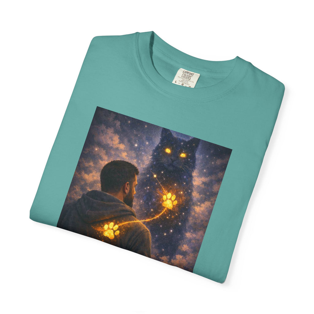 Magic Cat Constellation T-Shirt — Whimsical Night Sky Design