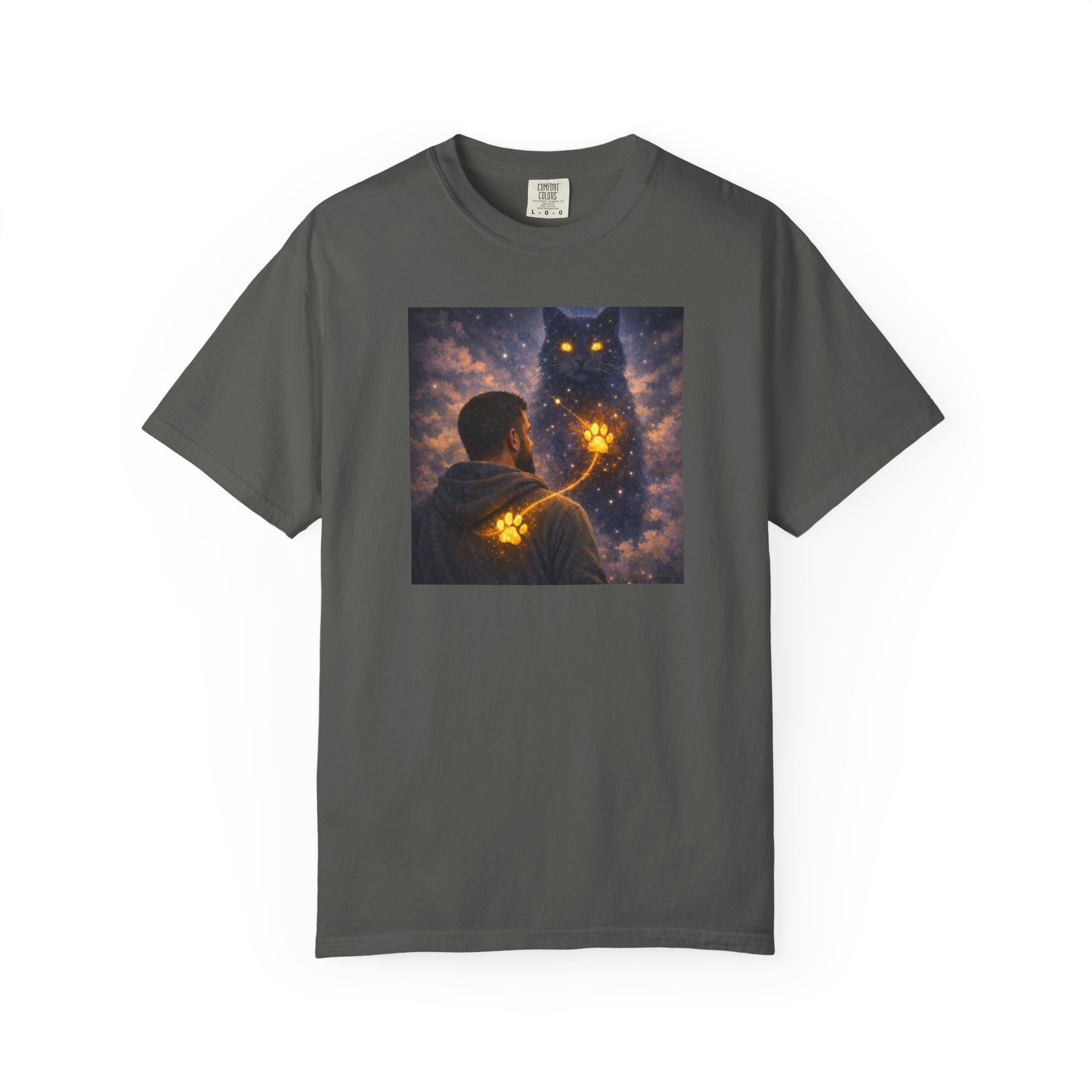 Magic Cat Constellation T-Shirt — Whimsical Night Sky Design
