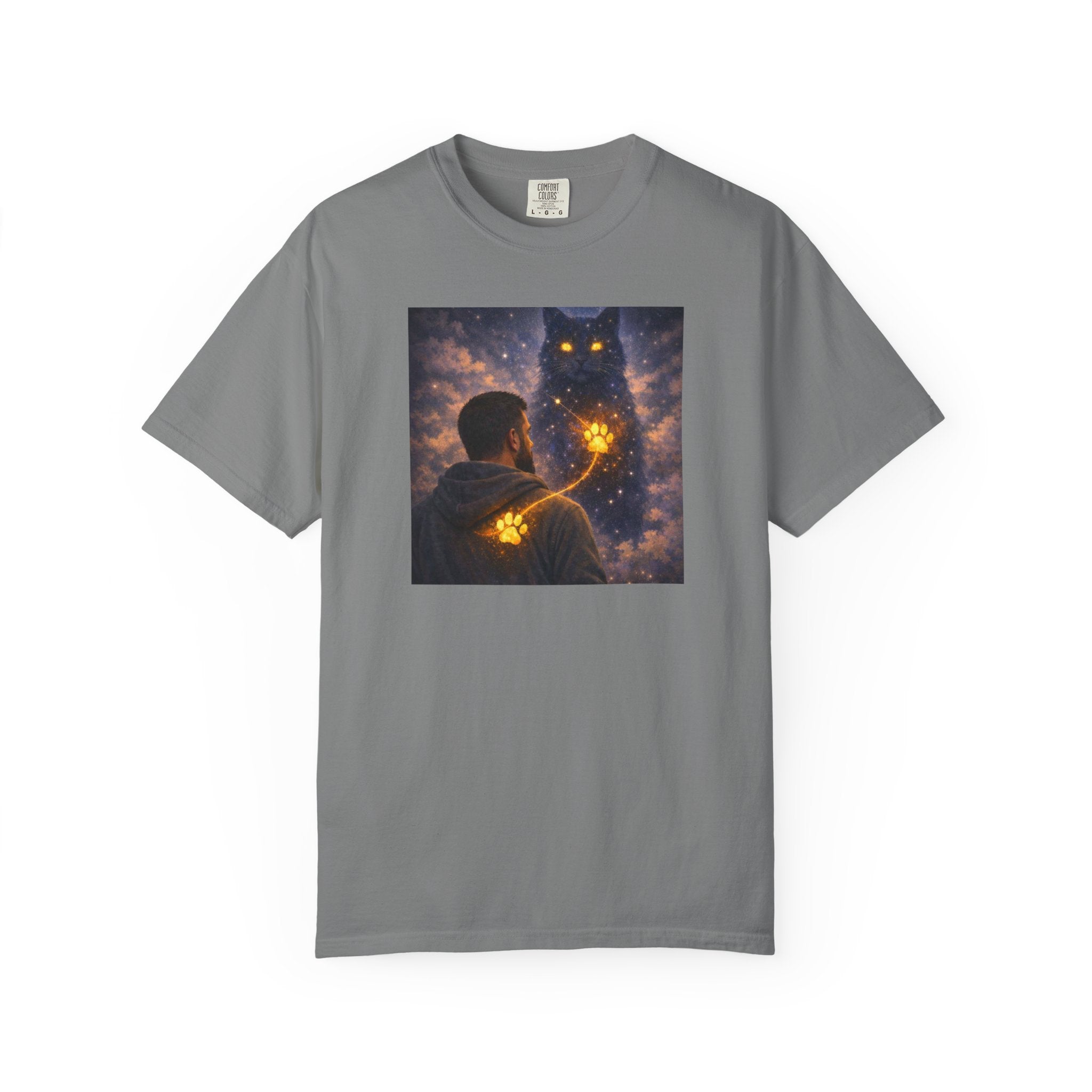 Magic Cat Constellation T-Shirt — Whimsical Night Sky Design