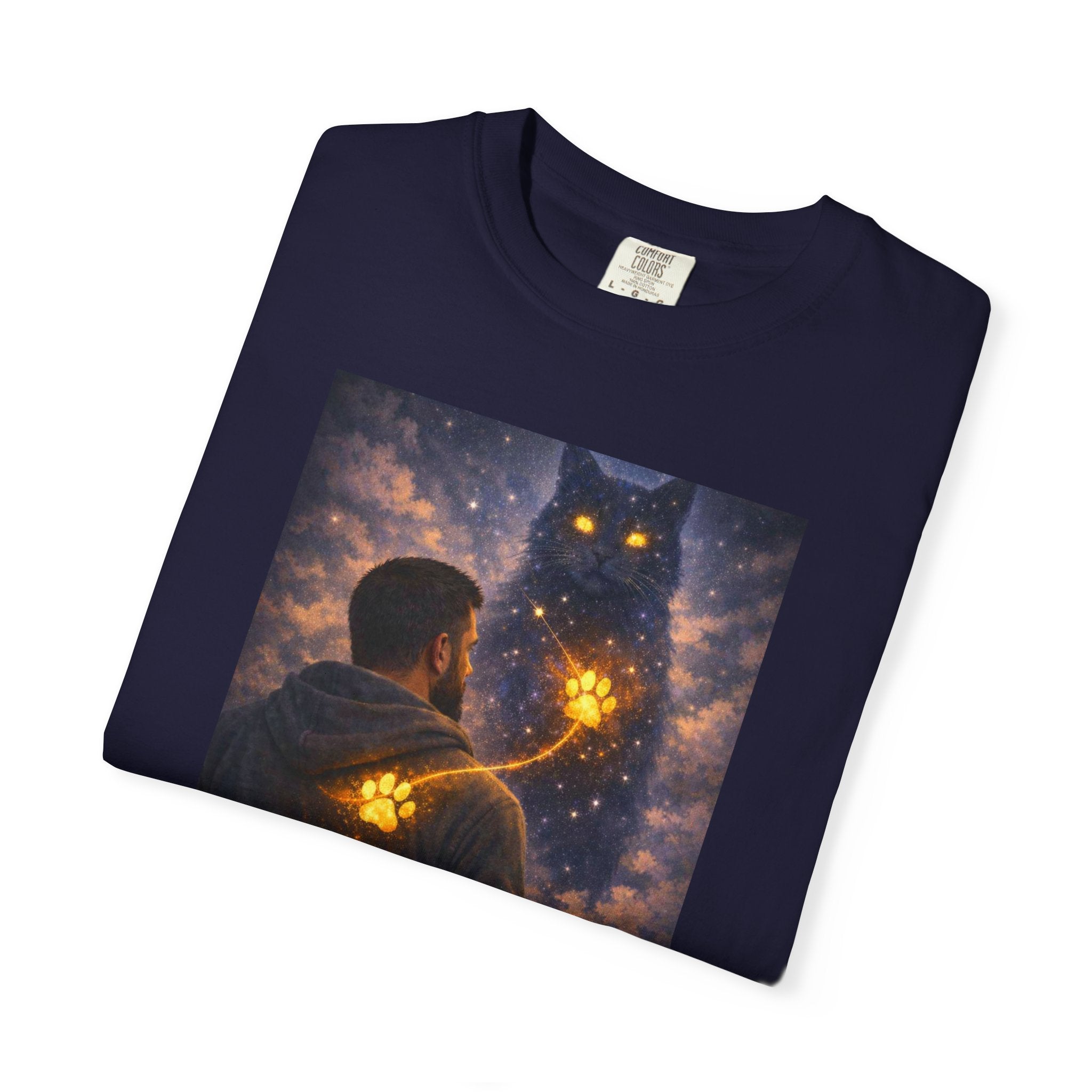 Magic Cat Constellation T-Shirt — Whimsical Night Sky Design