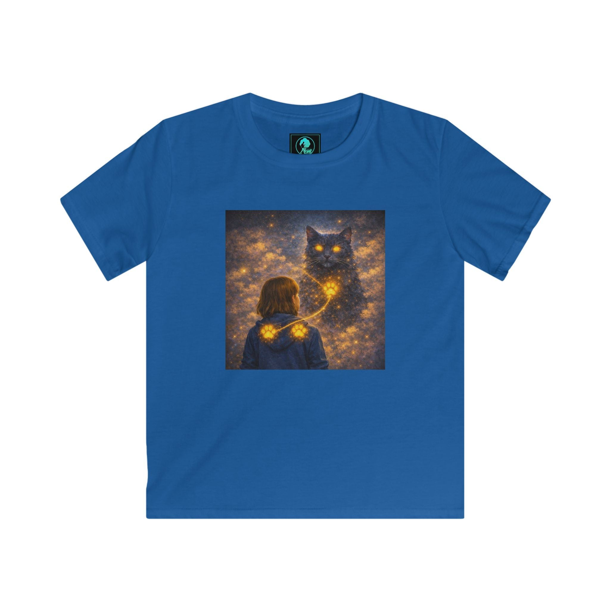 Kids T-Shirt – Magical Cat Nightlight Design (Girl with Firefly Heart)