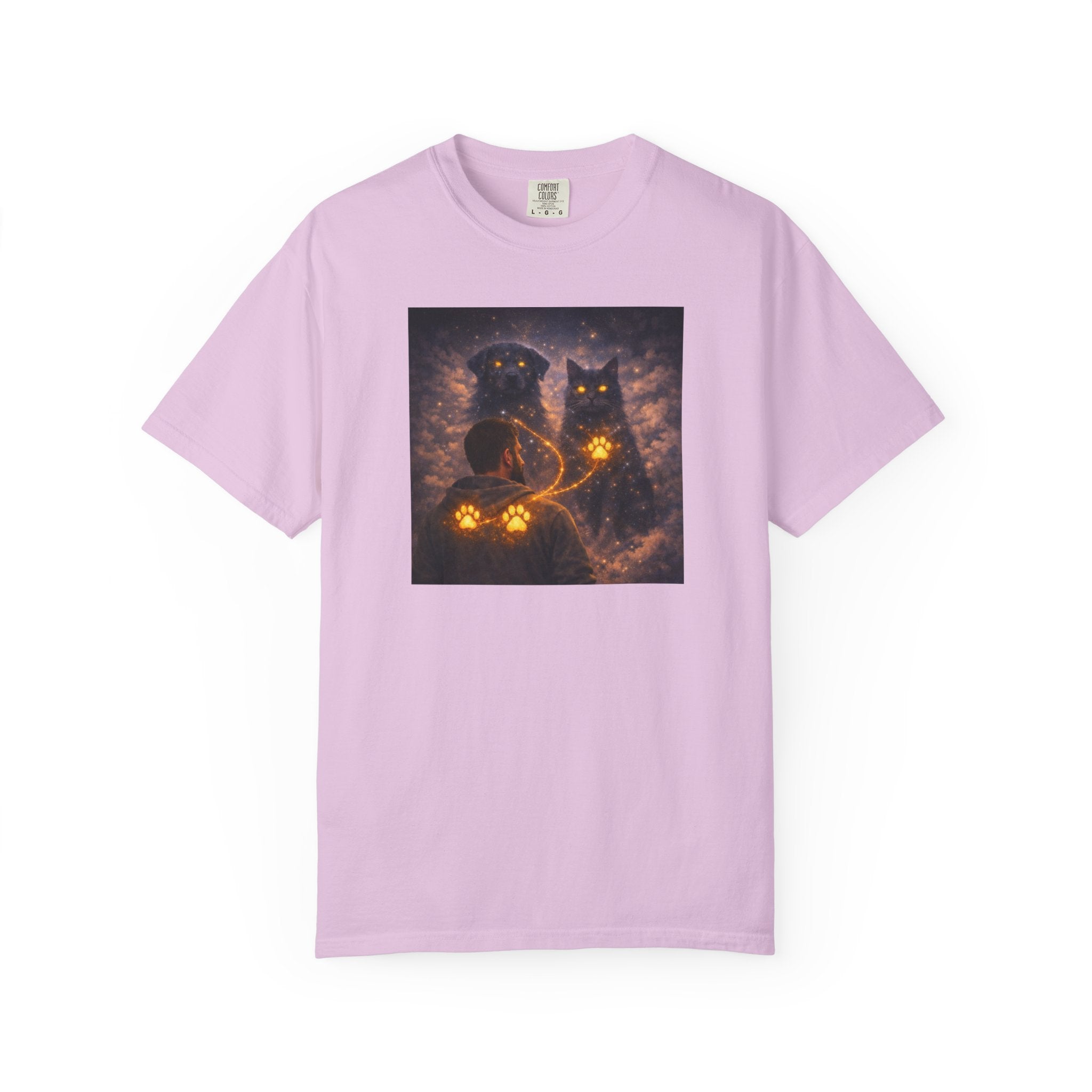 Glowing Paw Cats T-Shirt — Mystical Night Cats with Illuminated Pawprint Design