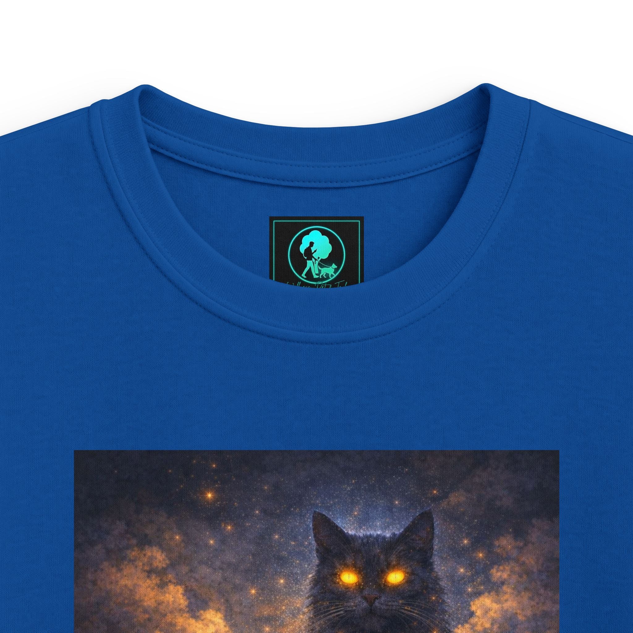 Kids T‑Shirt — Magical Night Cat with Glowing Firefly Heart