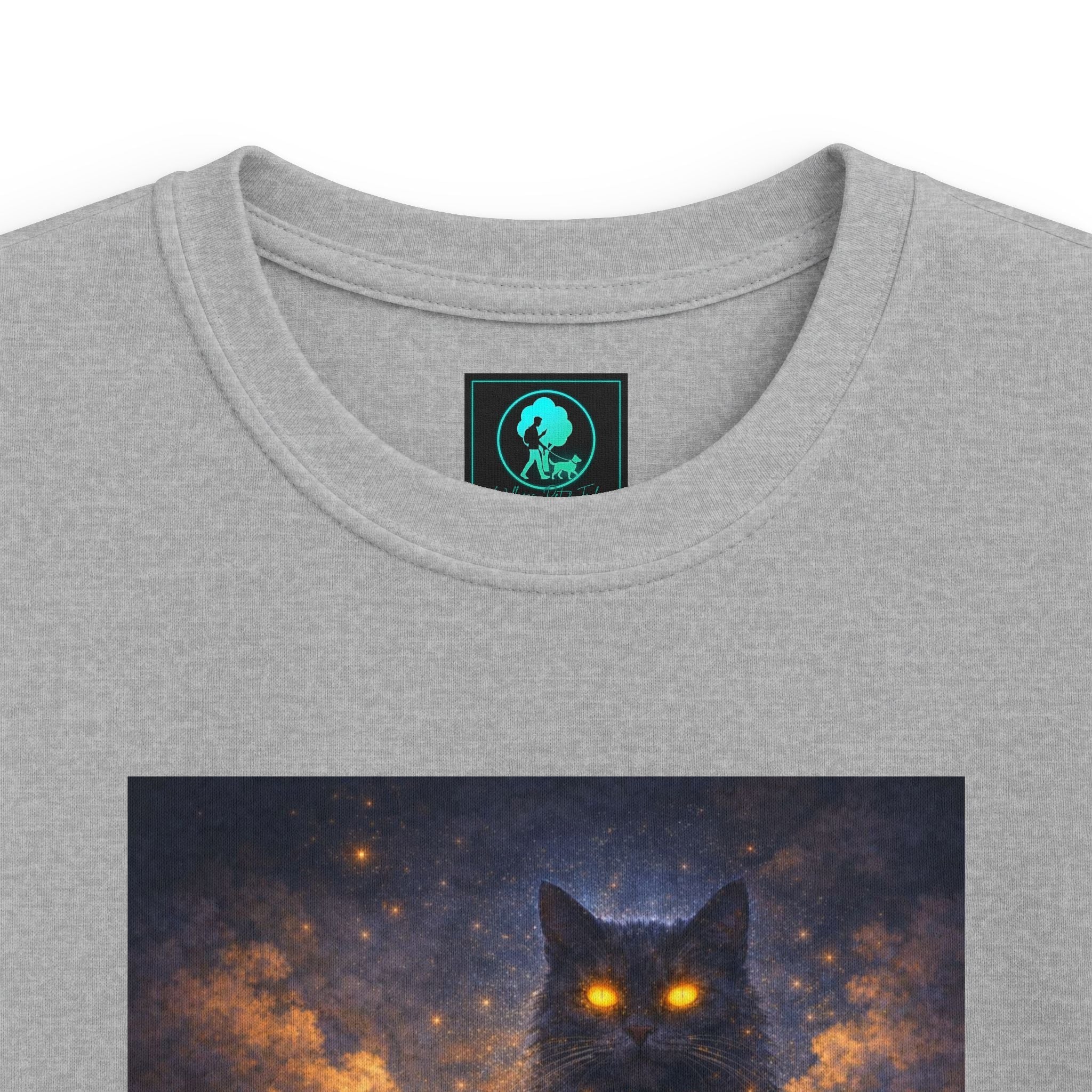 Kids T‑Shirt — Magical Night Cat with Glowing Firefly Heart
