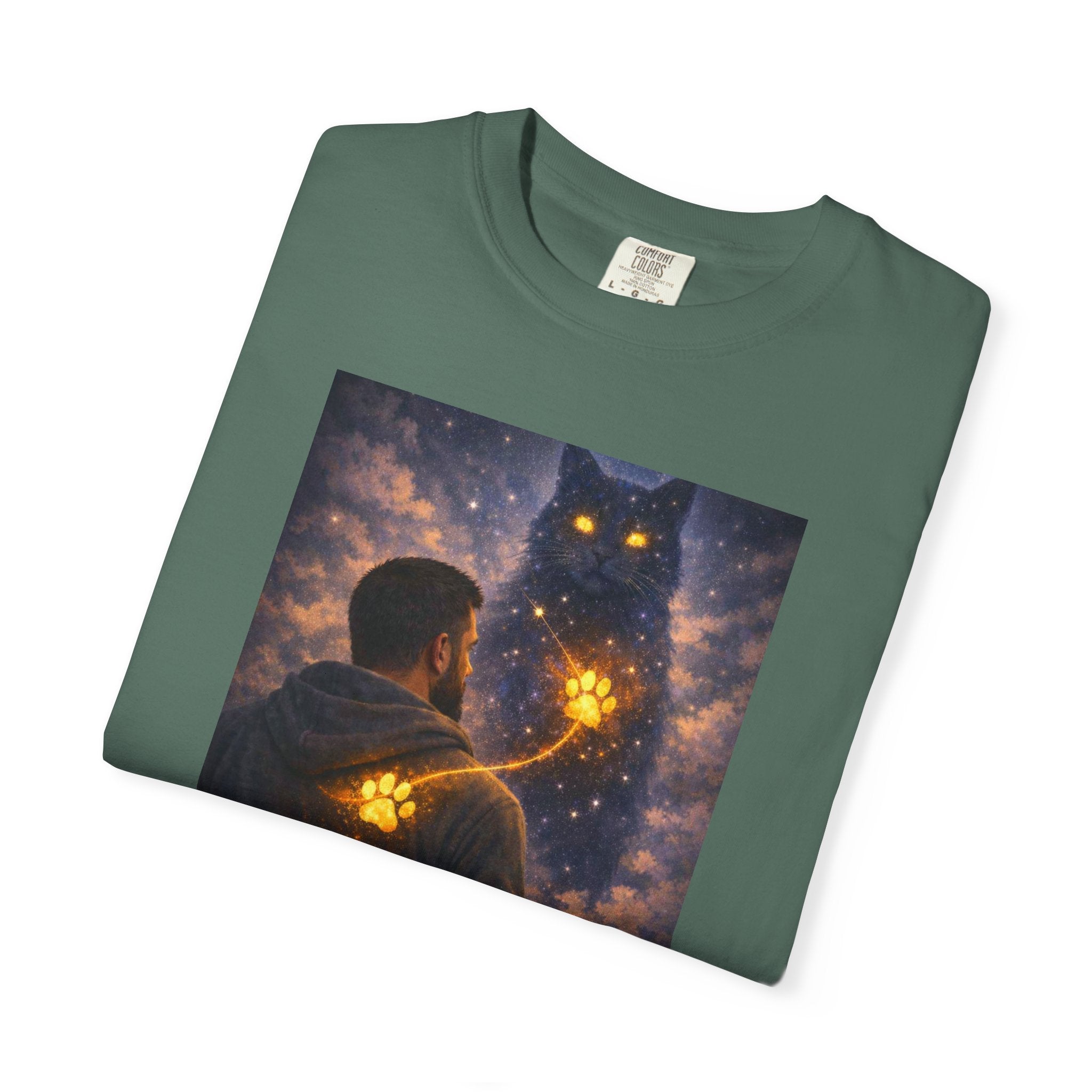 Magic Cat Constellation T-Shirt — Whimsical Night Sky Design