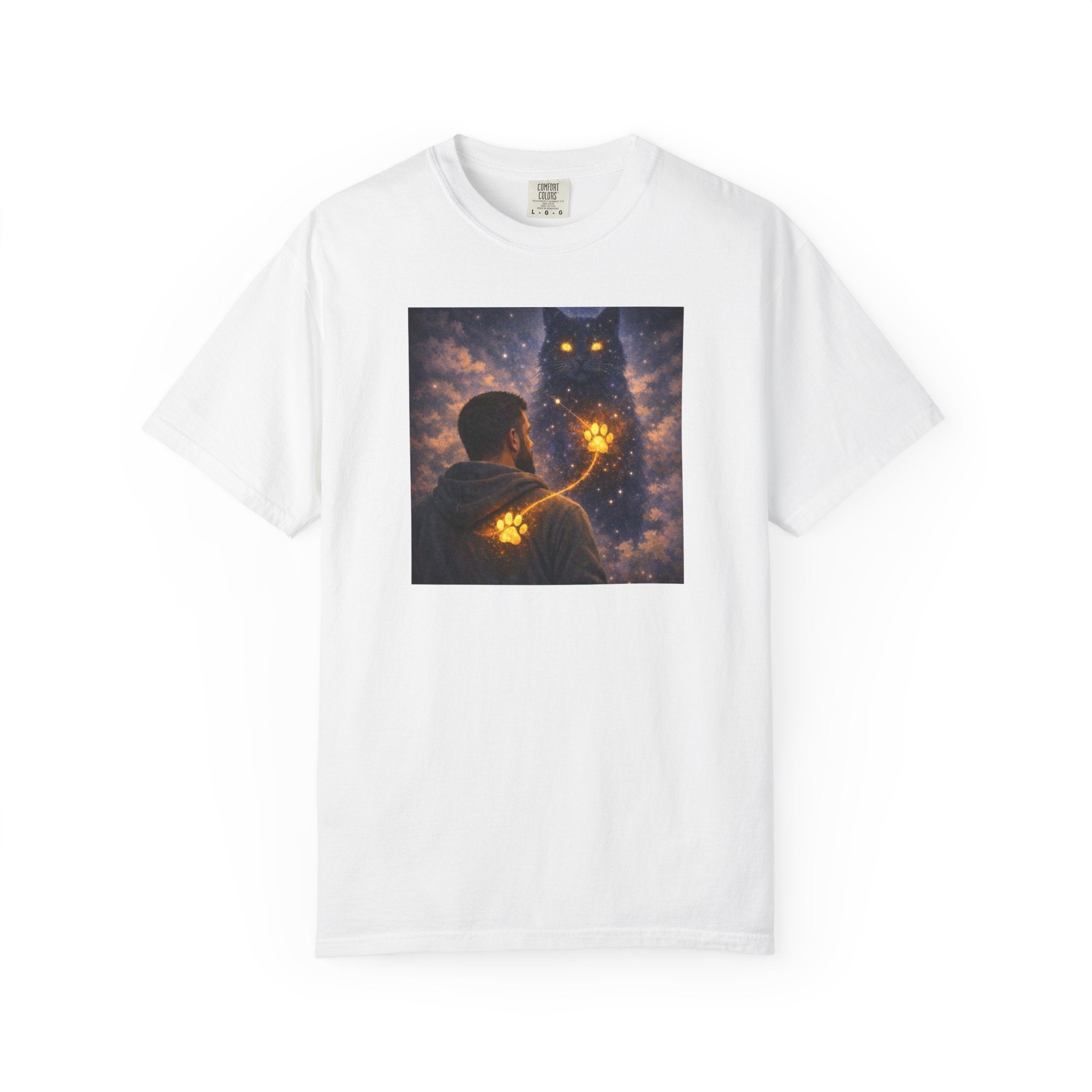 Magic Cat Constellation T-Shirt — Whimsical Night Sky Design