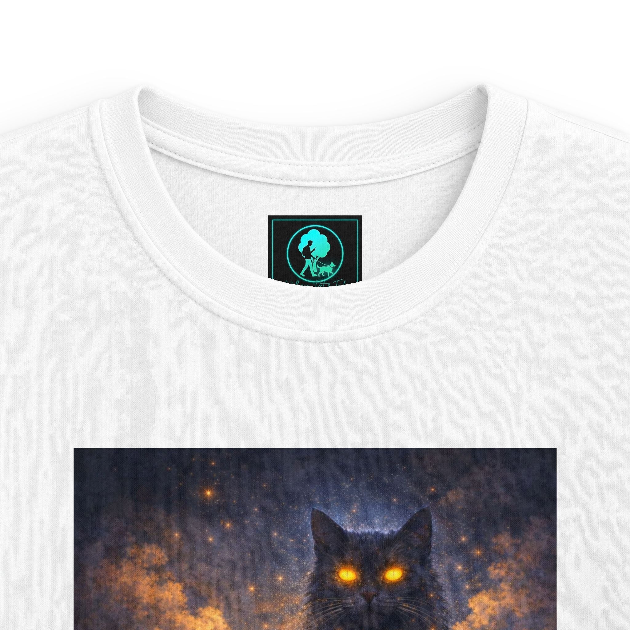 Kids T‑Shirt — Magical Night Cat with Glowing Firefly Heart
