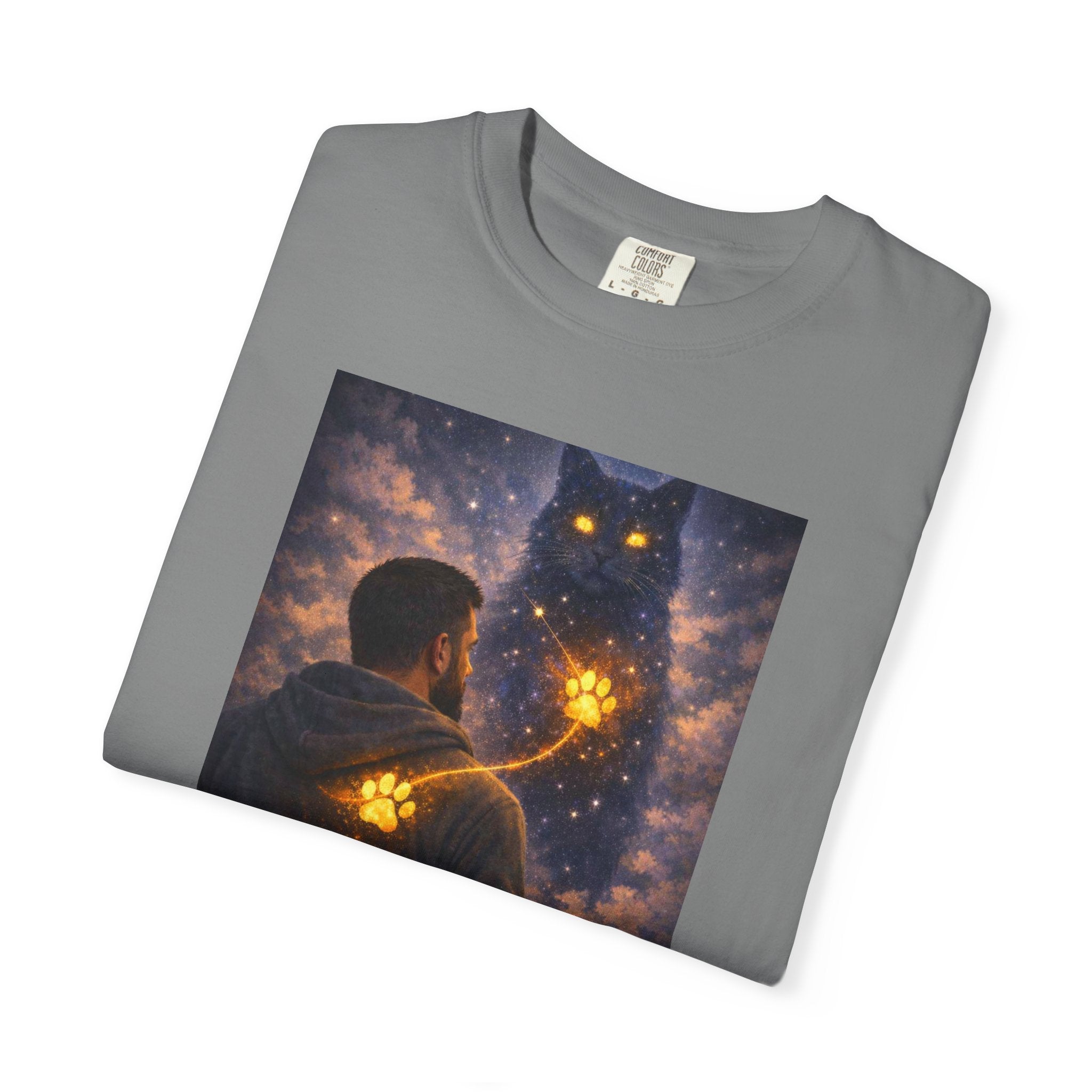 Magic Cat Constellation T-Shirt — Whimsical Night Sky Design
