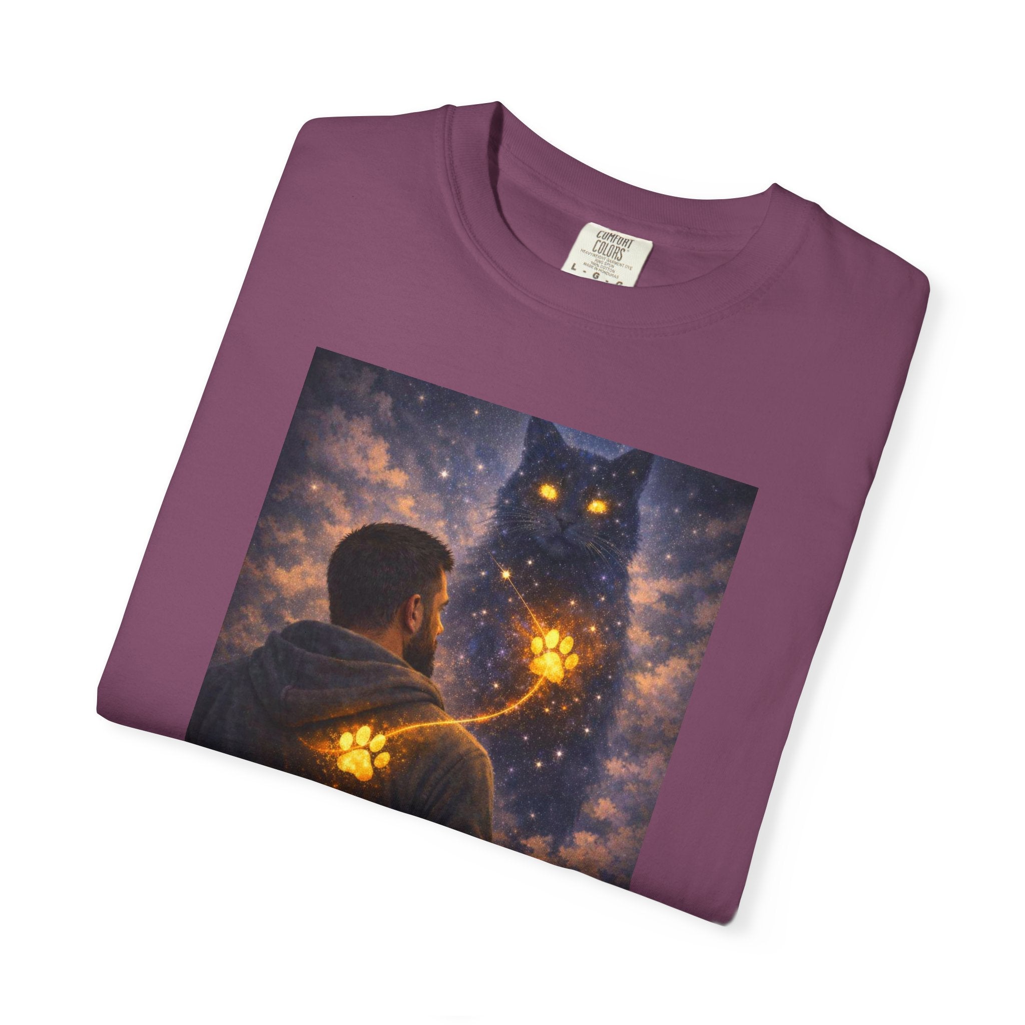 Magic Cat Constellation T-Shirt — Whimsical Night Sky Design