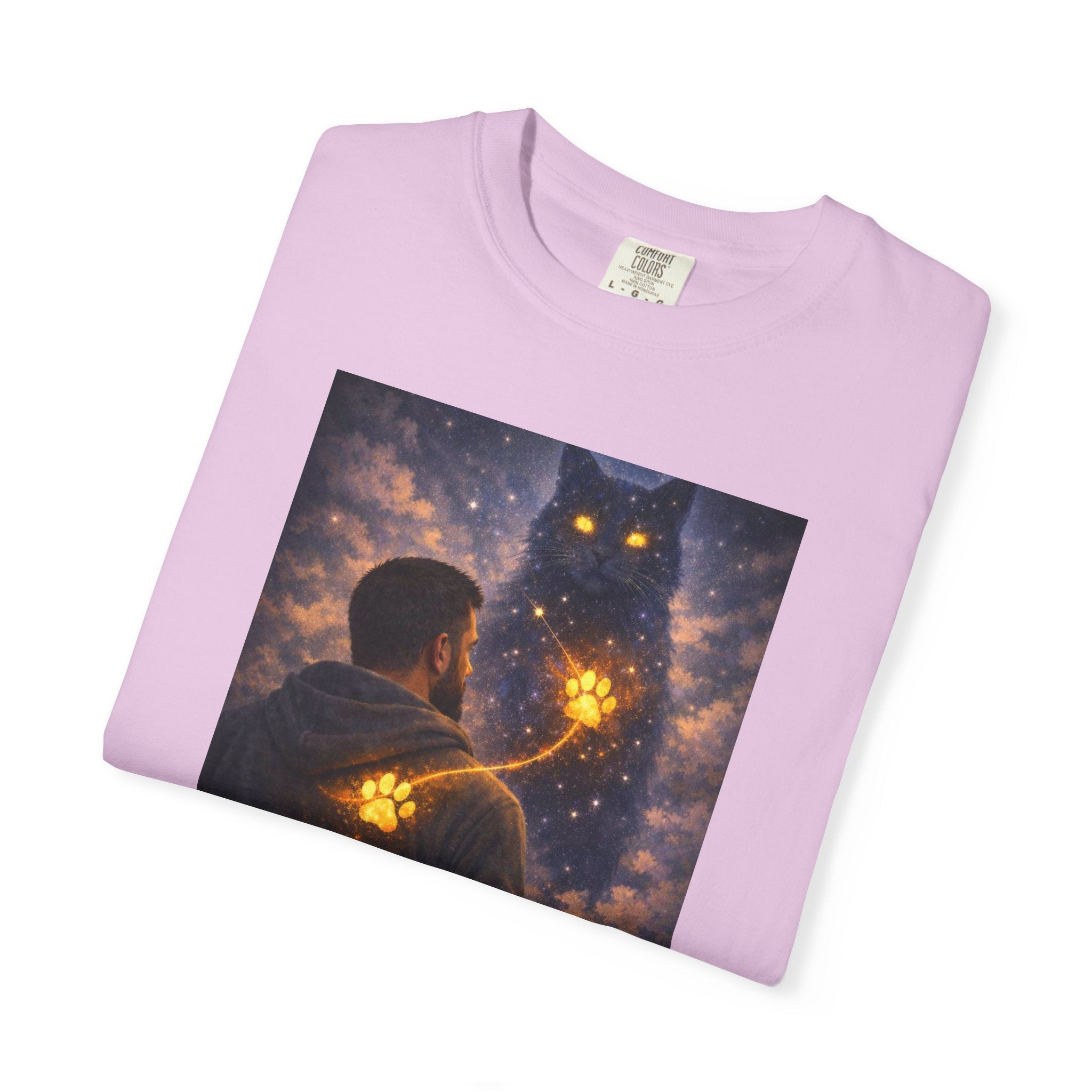 Magic Cat Constellation T-Shirt — Whimsical Night Sky Design