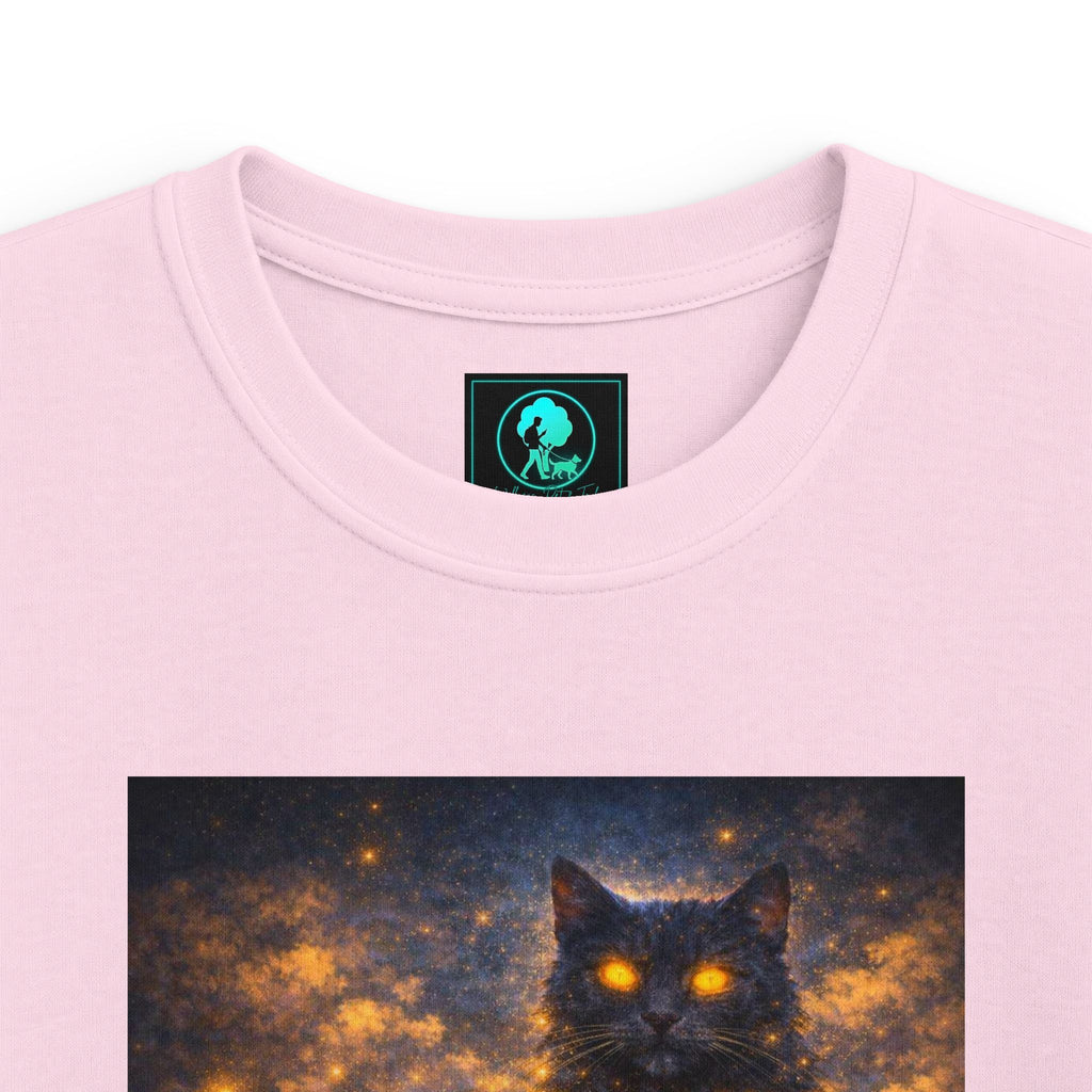 Kids T-Shirt – Magical Cat Nightlight Design (Girl with Firefly Heart)