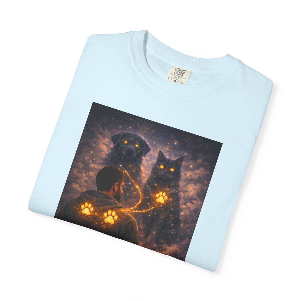 Glowing Paw Cats T-Shirt — Mystical Night Cats with Illuminated Pawprint Design