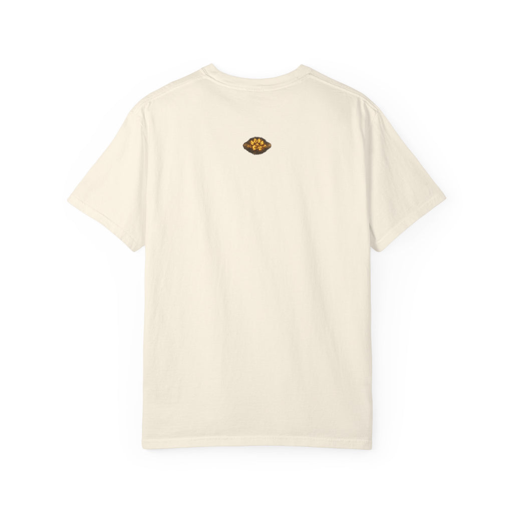 Mystic Cat Guardian T-Shirt — Glowing Heart & Starry Night Graphic Tee