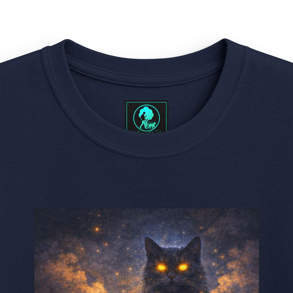 Kids T‑Shirt — Magical Night Cat with Glowing Firefly Heart