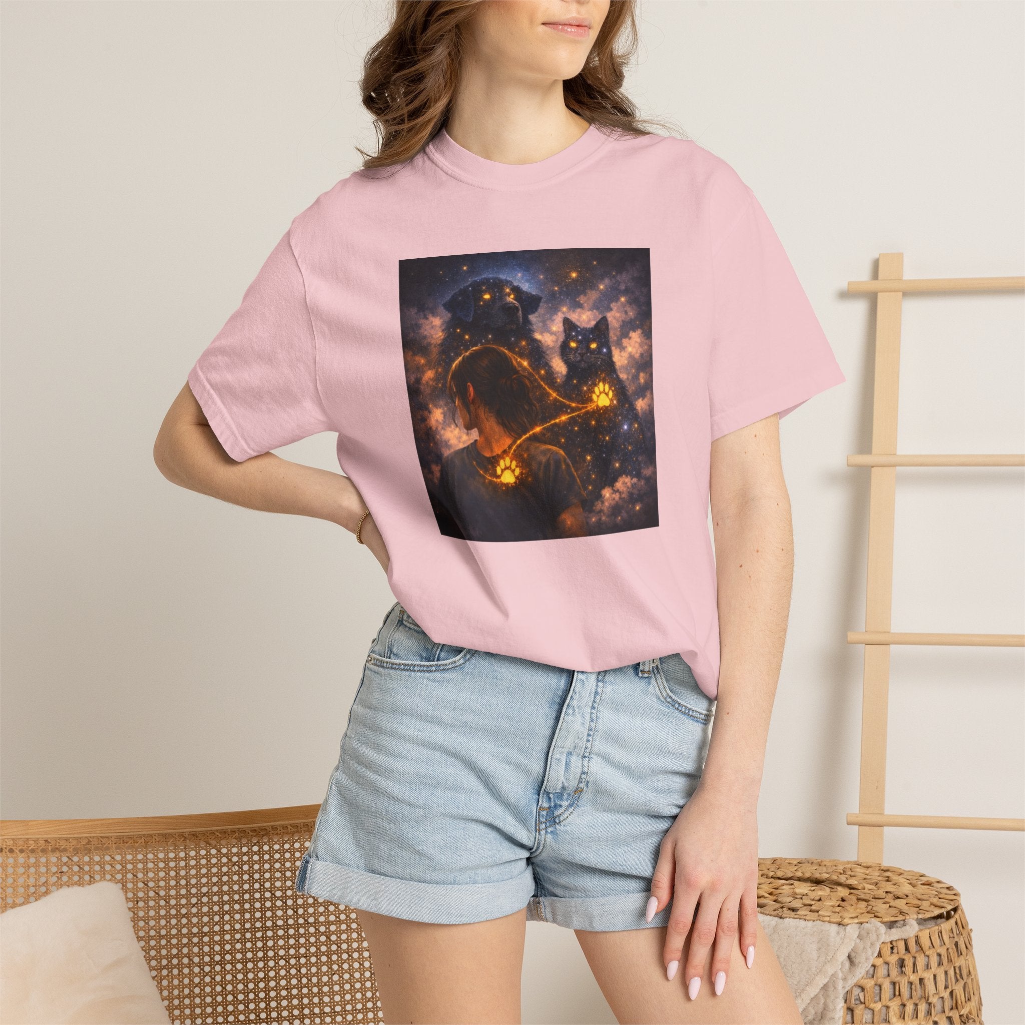 Galaxy Cats T-Shirt — Glowing Cosmic Cat Duo Graphic Tee