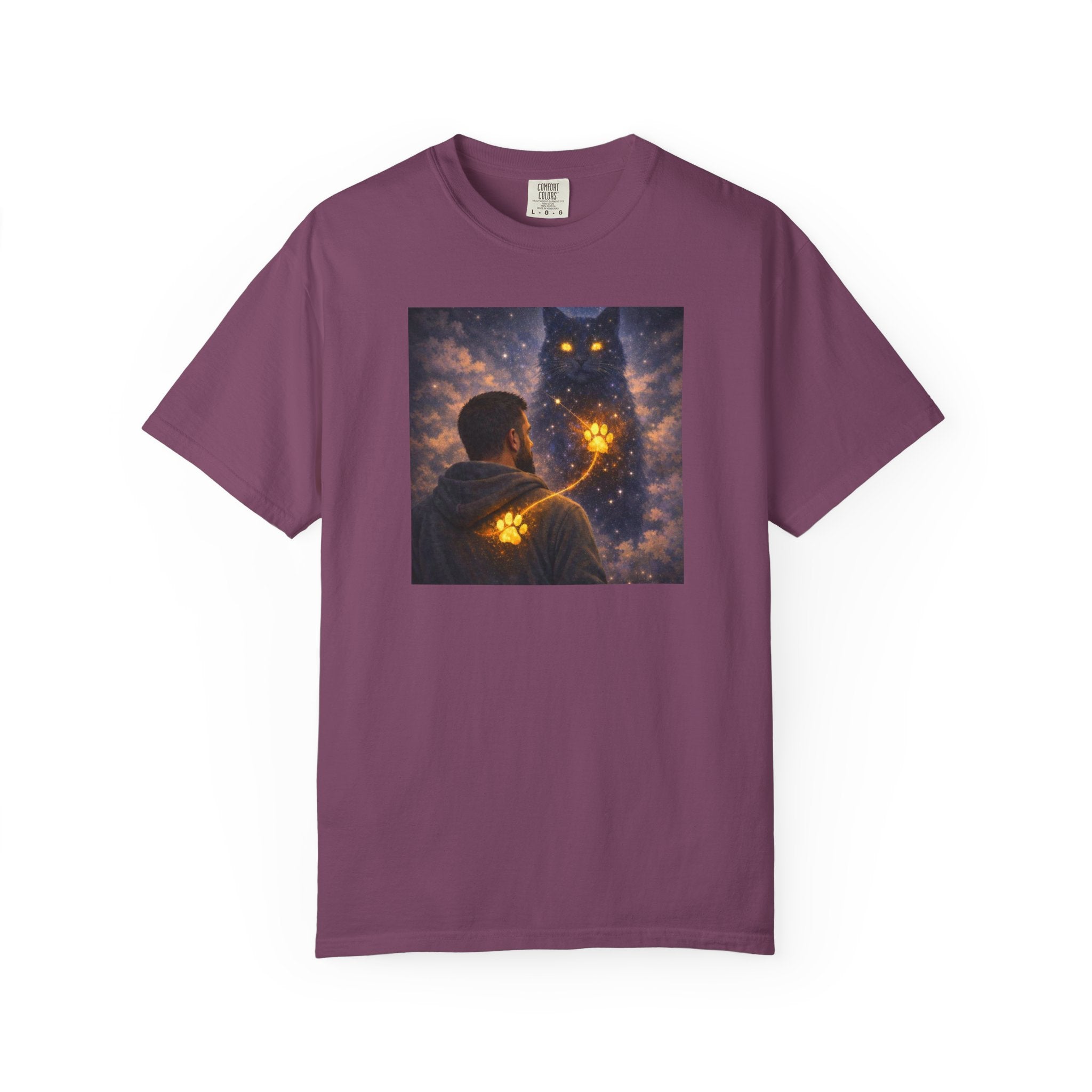 Magic Cat Constellation T-Shirt — Whimsical Night Sky Design