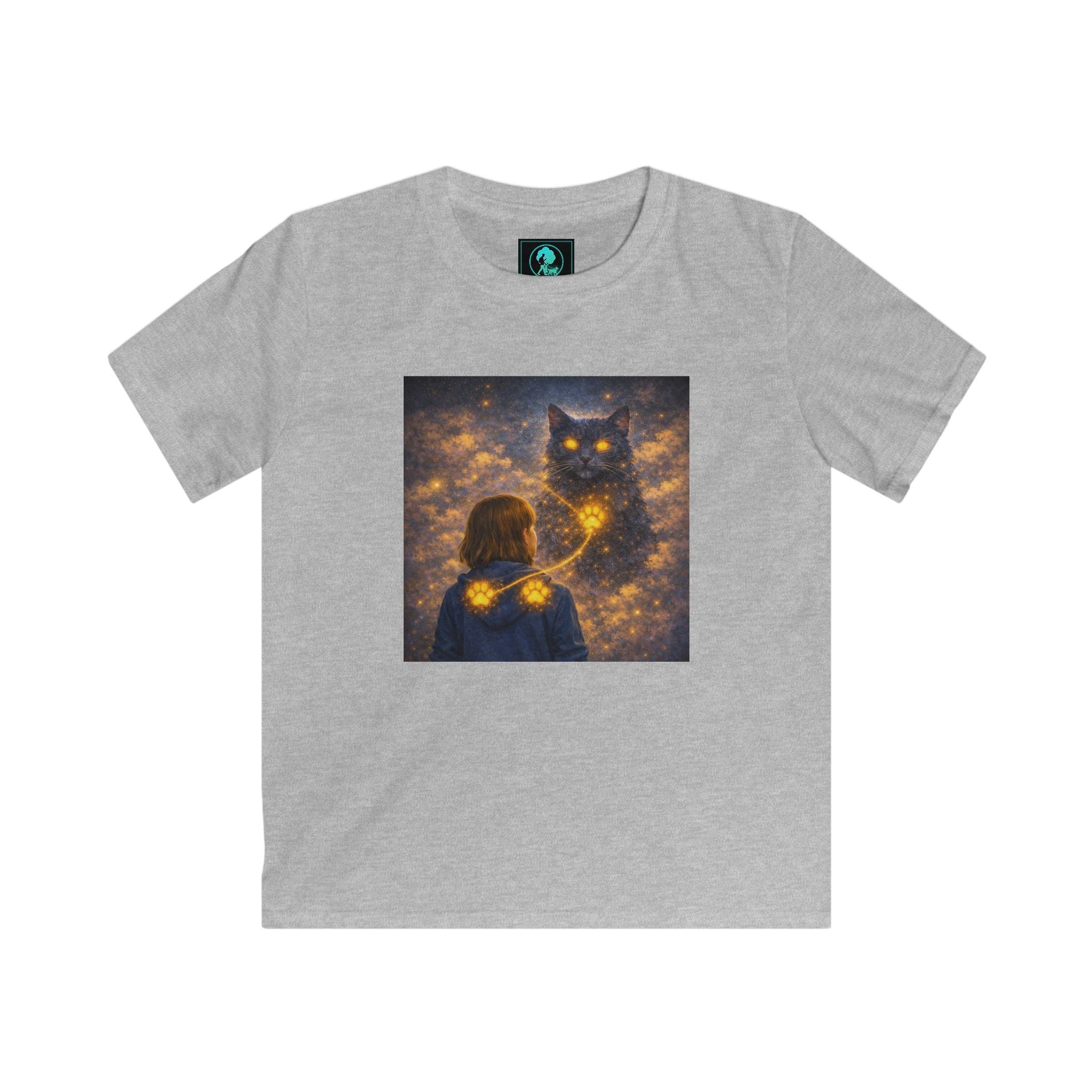 Kids T-Shirt – Magical Cat Nightlight Design (Girl with Firefly Heart)