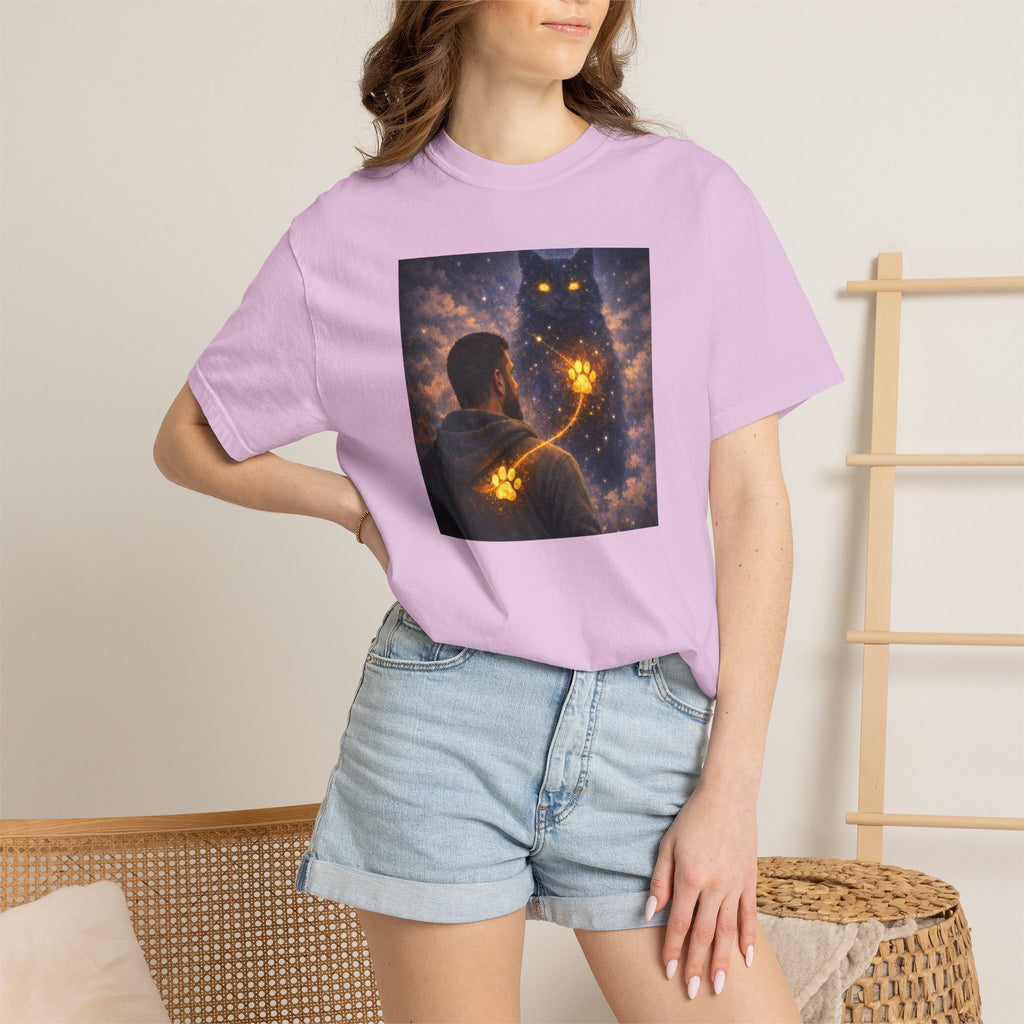 Magic Cat Constellation T-Shirt — Whimsical Night Sky Design