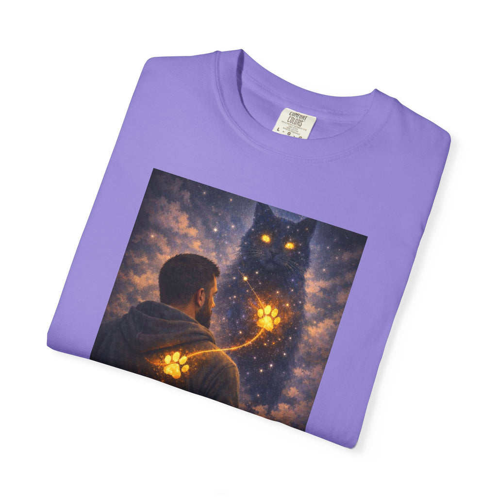 Magic Cat Constellation T-Shirt — Whimsical Night Sky Design