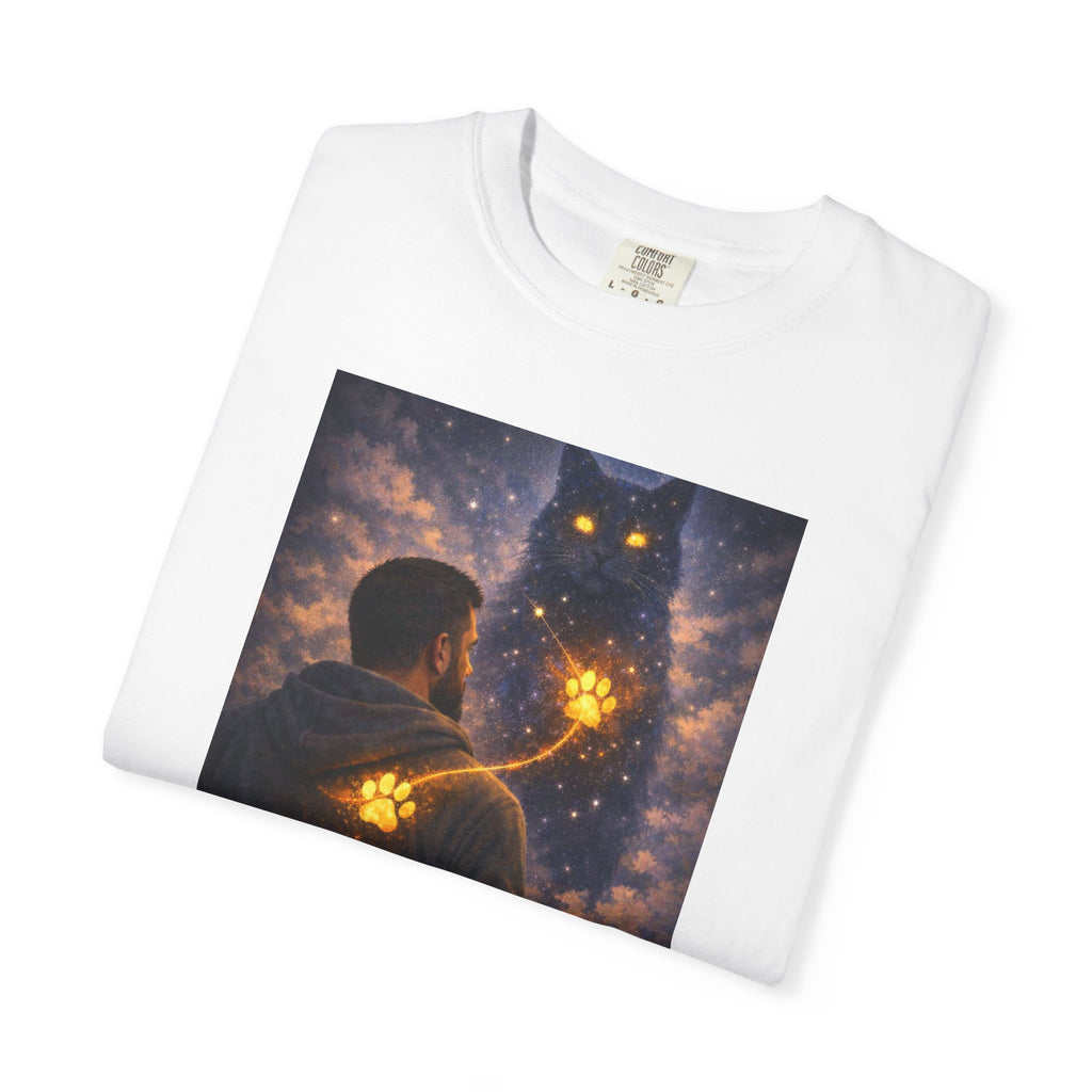 Magic Cat Constellation T-Shirt — Whimsical Night Sky Design