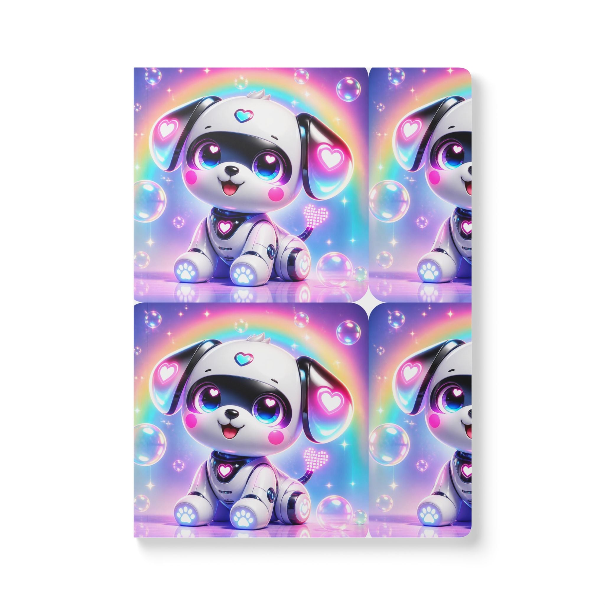 🤖 NanoBuddy Robot Pup™ Kids Mini Notebook — Futuristic Bubble Pup (PreK–2nd)