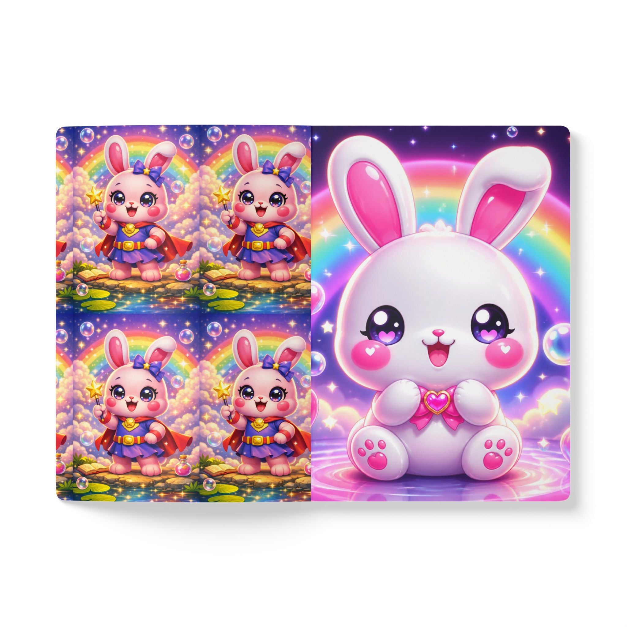 🐰 NanoBuddy Bunny™ Kids Mini Notebook — Pastel Bubble Bunny (PreK–2nd)