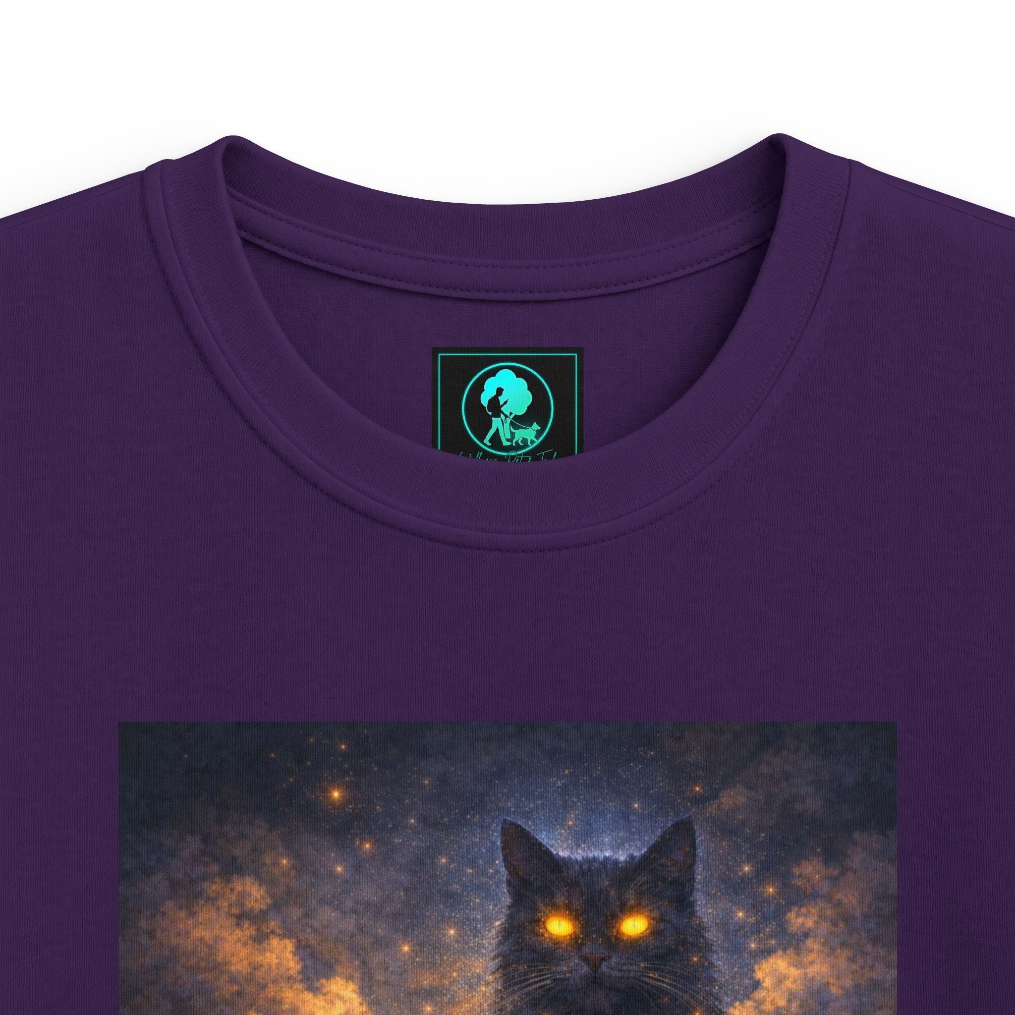 Kids T‑Shirt — Magical Night Cat with Glowing Firefly Heart