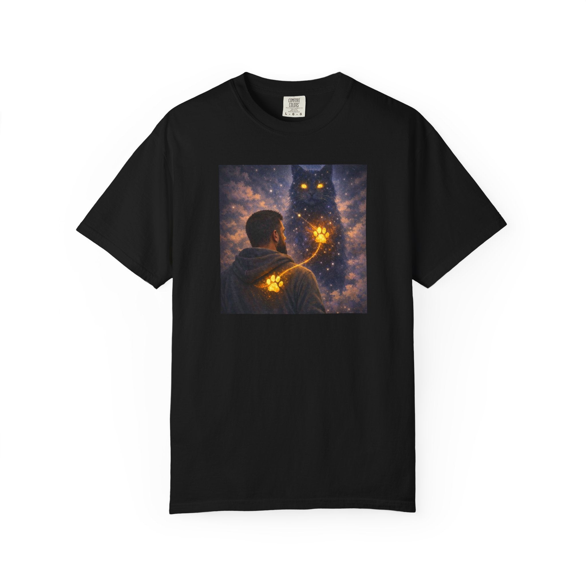 Magic Cat Constellation T-Shirt — Whimsical Night Sky Design