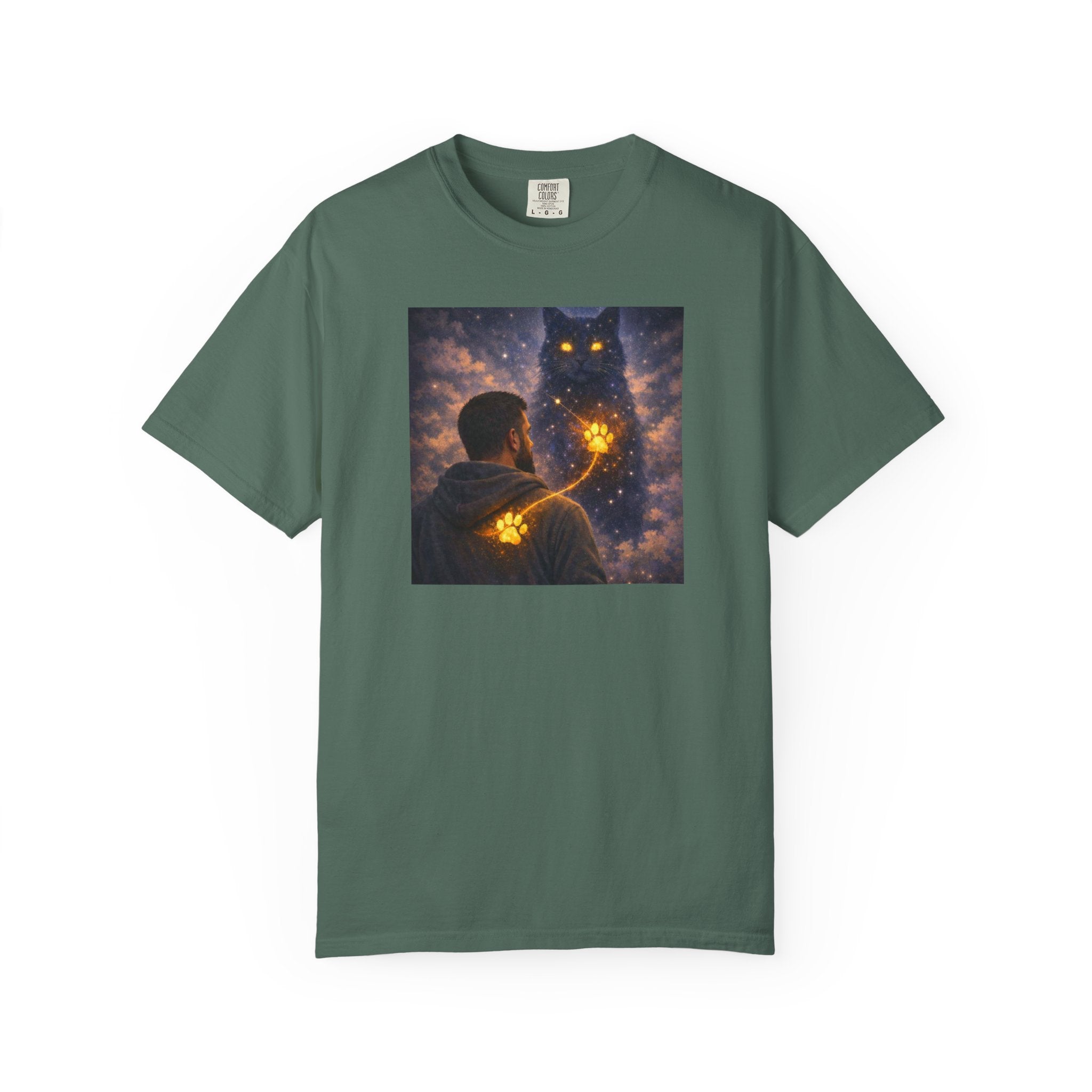 Magic Cat Constellation T-Shirt — Whimsical Night Sky Design