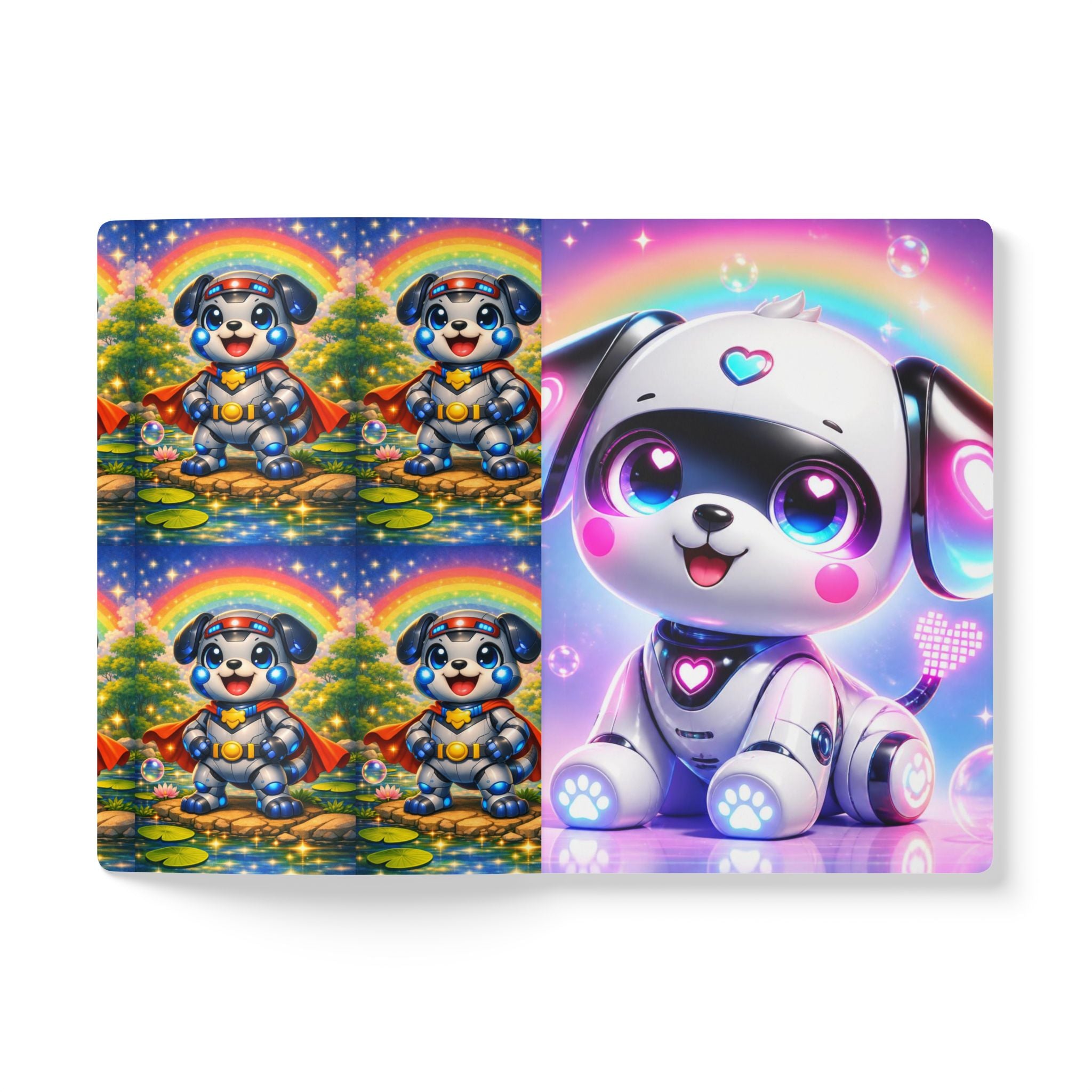 🤖 NanoBuddy Robot Pup™ Kids Mini Notebook — Futuristic Bubble Pup (PreK–2nd)
