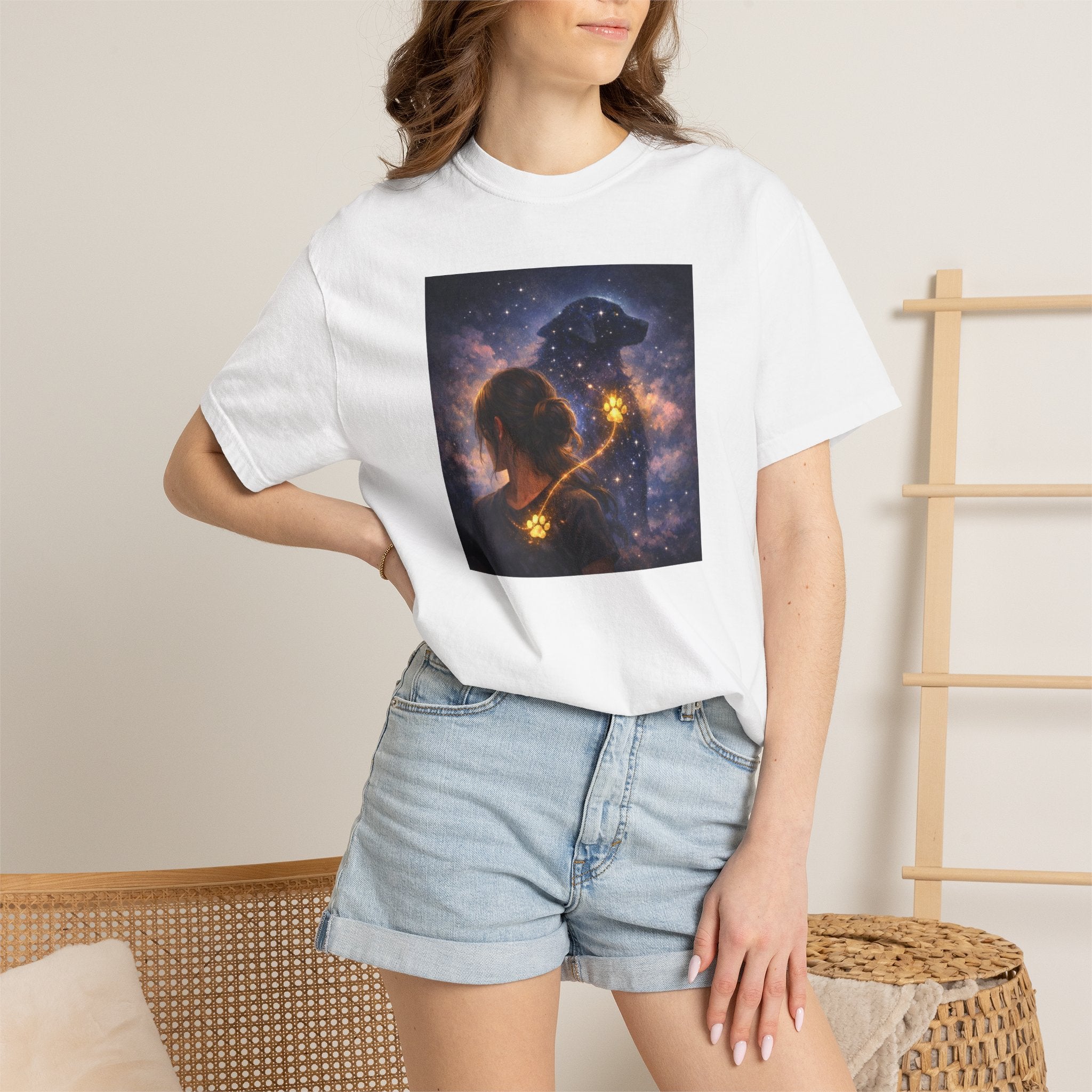 Constellation Lovers T-Shirt — Cosmic Couple Art Tee (Starry Night Embrace)