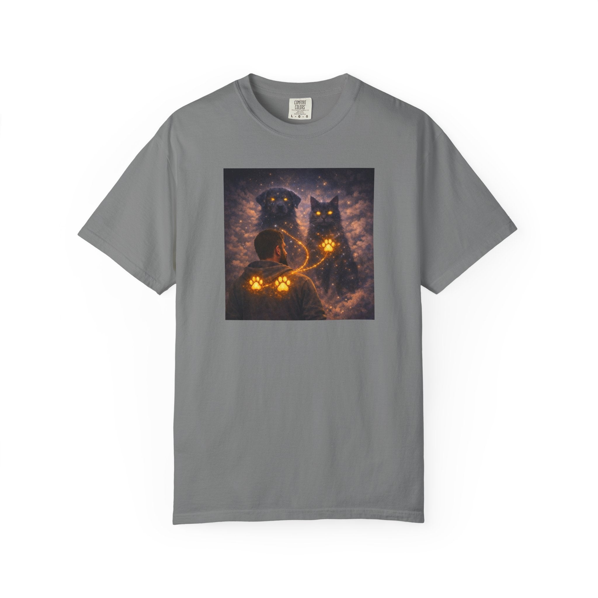 Glowing Paw Cats T-Shirt — Mystical Night Cats with Illuminated Pawprint Design