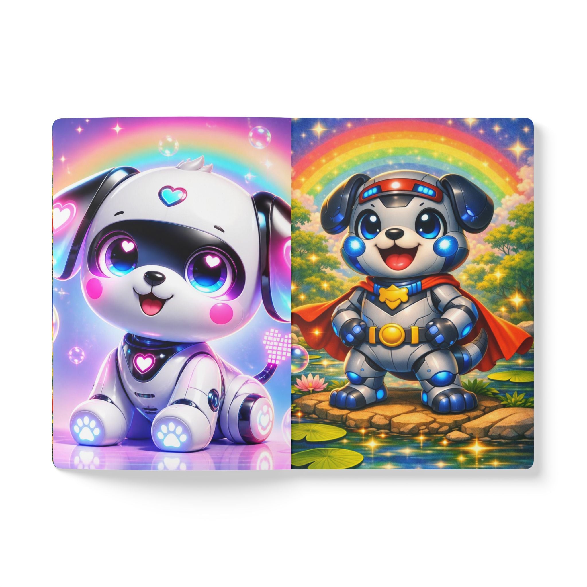 🤖 NanoBuddy Robot Pup™ Kids Mini Notebook — Futuristic Bubble Pup (PreK–2nd)