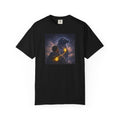 Stargazer Dog T‑Shirt — Cosmic Silhouette with Glowing Pawprint
