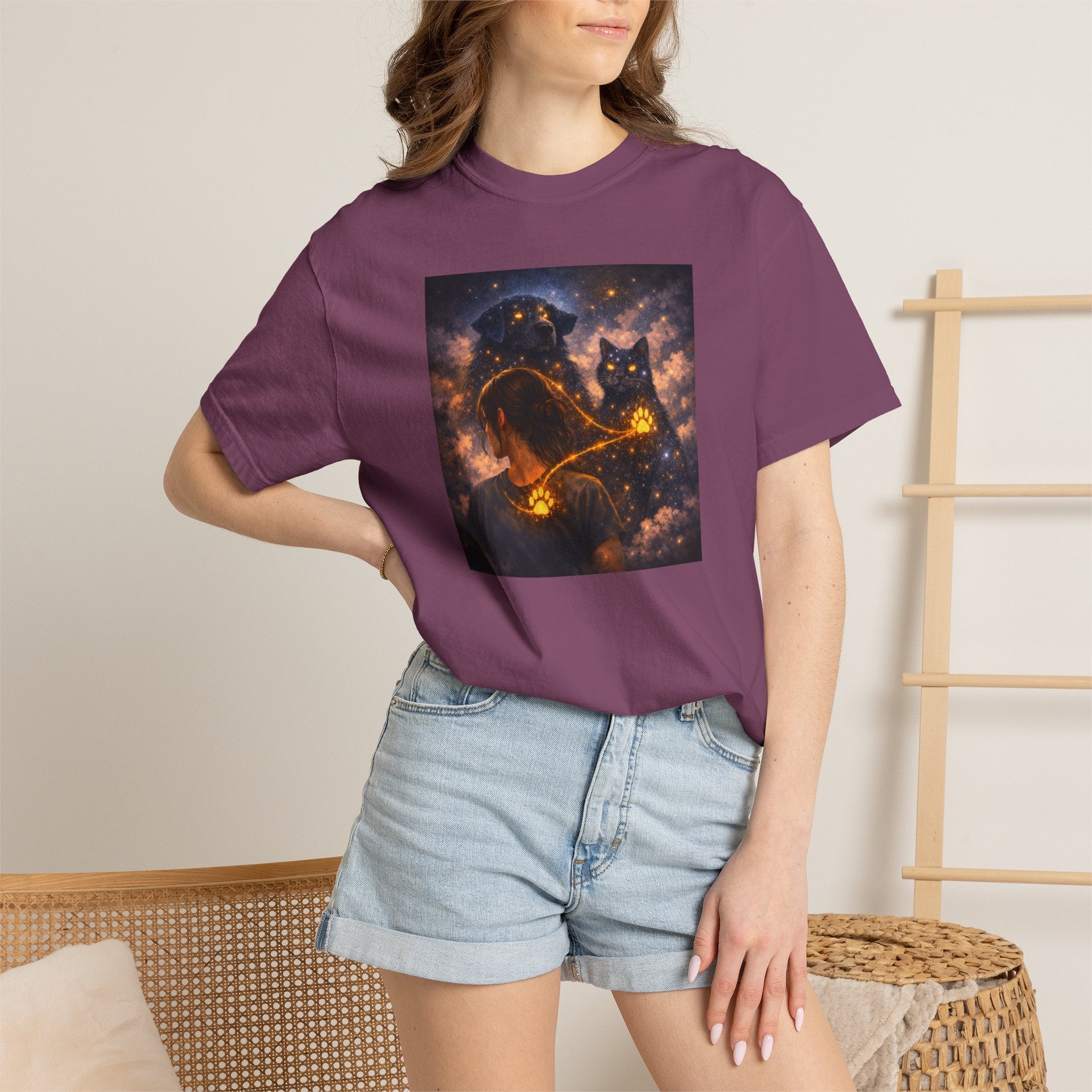 Galaxy Cats T-Shirt — Glowing Cosmic Cat Duo Graphic Tee