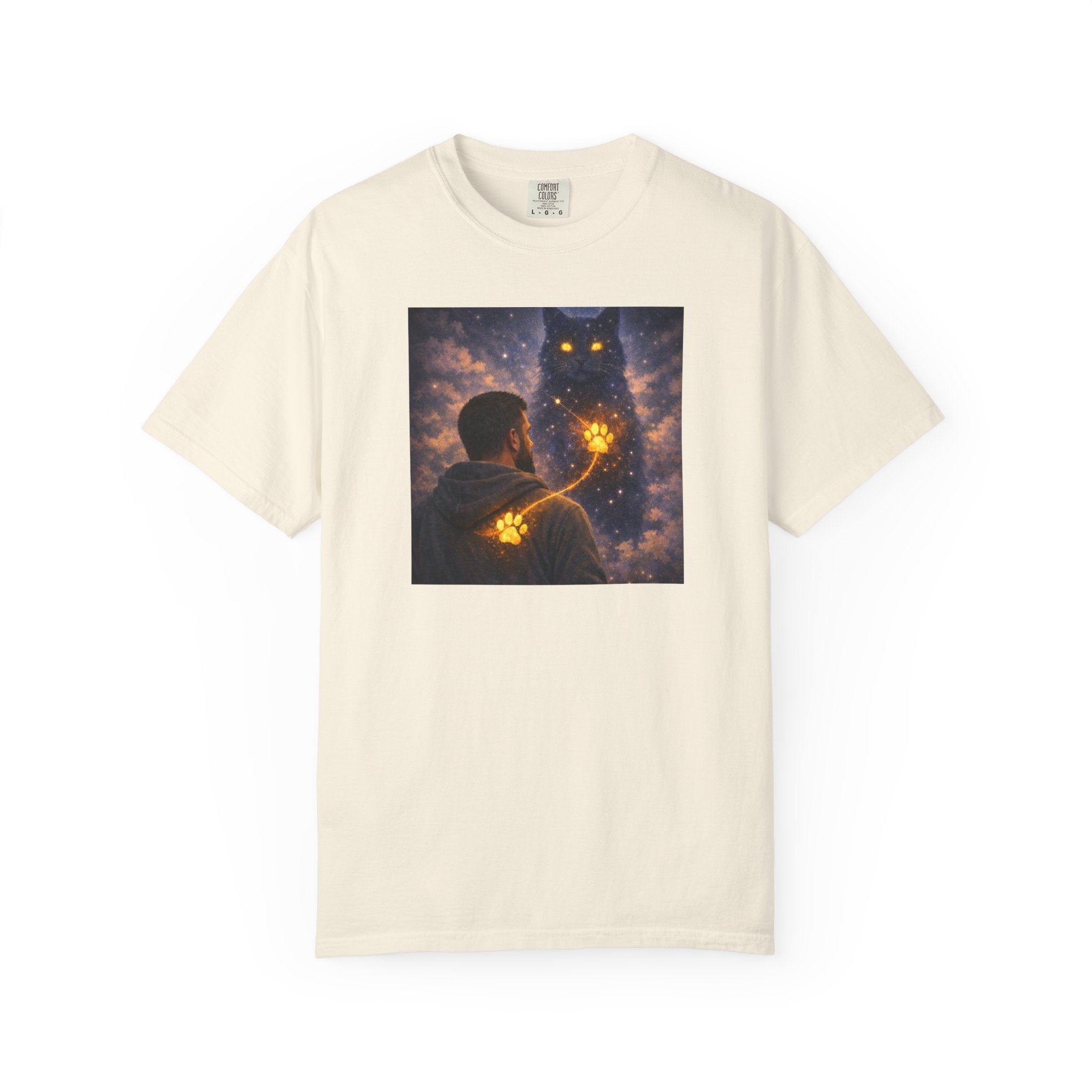Magic Cat Constellation T-Shirt — Whimsical Night Sky Design