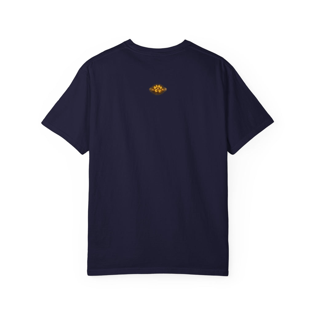 Mystic Cat Guardian T-Shirt — Glowing Heart & Starry Night Graphic Tee