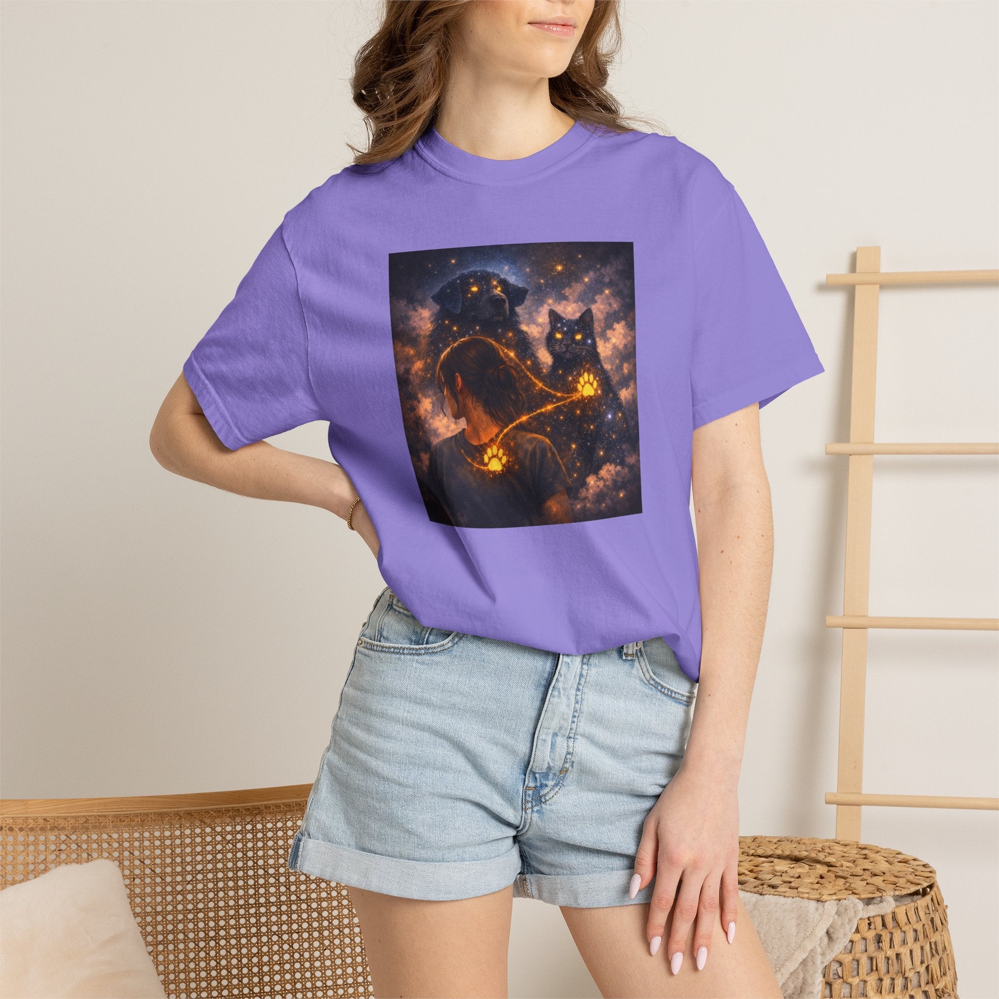 Galaxy Cats T-Shirt — Glowing Cosmic Cat Duo Graphic Tee