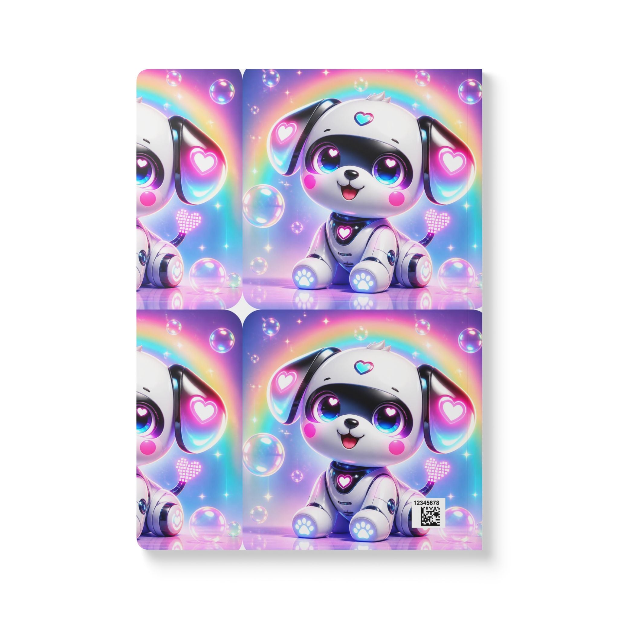 🤖 NanoBuddy Robot Pup™ Kids Mini Notebook — Futuristic Bubble Pup (PreK–2nd)